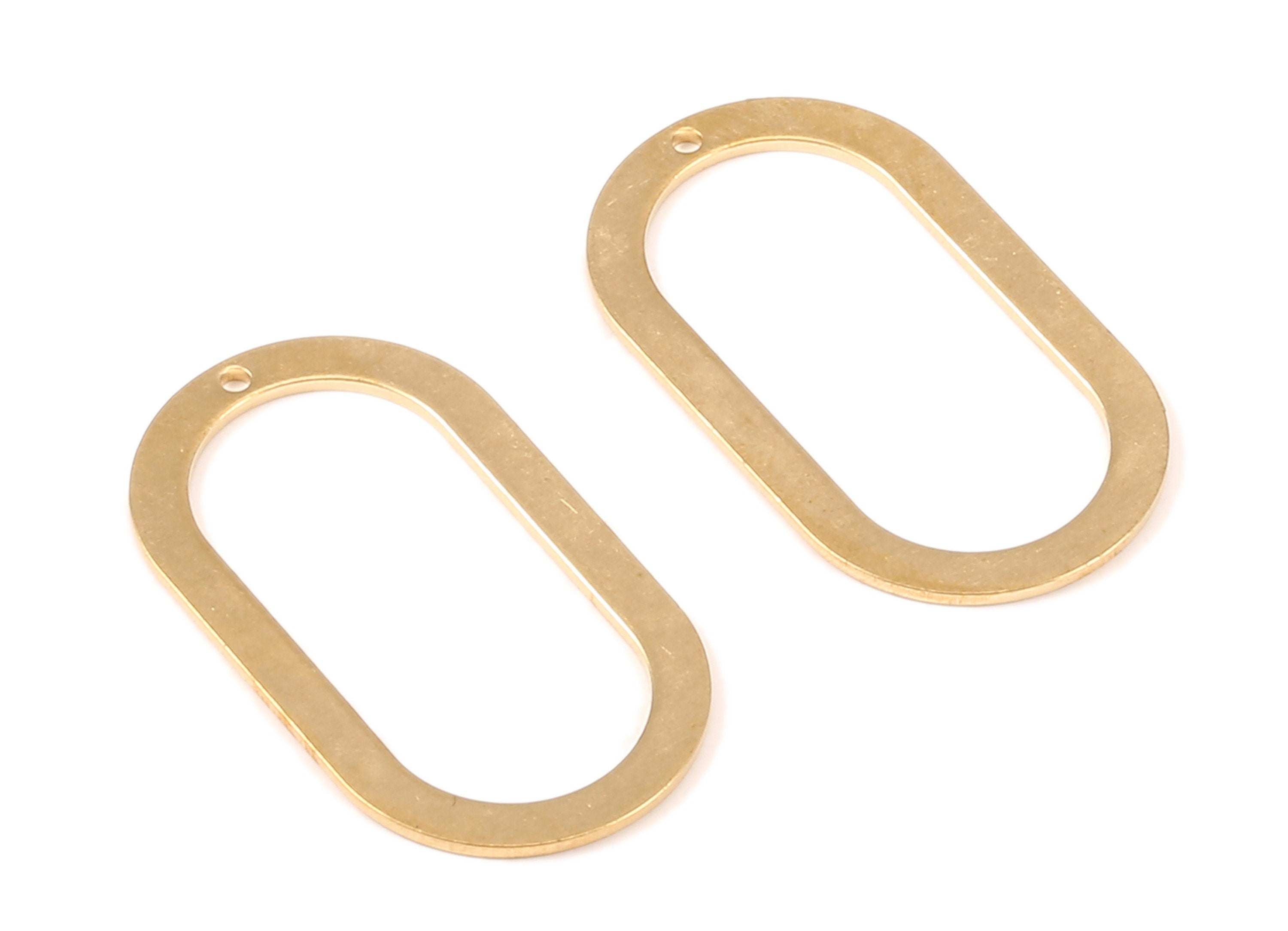 Brass Oval Charms - Raw Brass Oval Earrings and Pendant - Earring Findings - Jewelry Supplies - 35.21x19.55x0.92mm - PP2165 - DOMEDBAZAAR