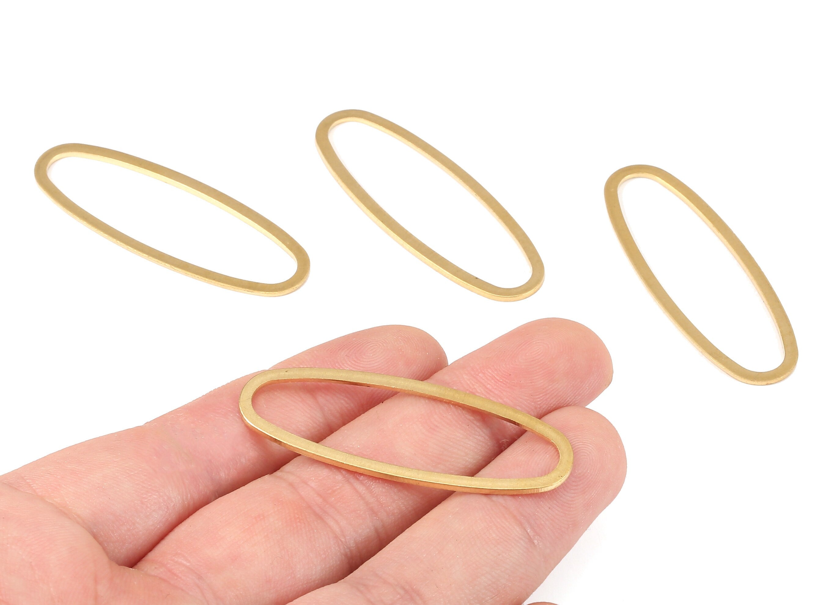Brass Oval Charms - Raw Brass Oval Earrings and Pendant - Earring Findings - Jewelry Supplies - 47.12x17.11x0.95mm - PP2168 - DOMEDBAZAAR