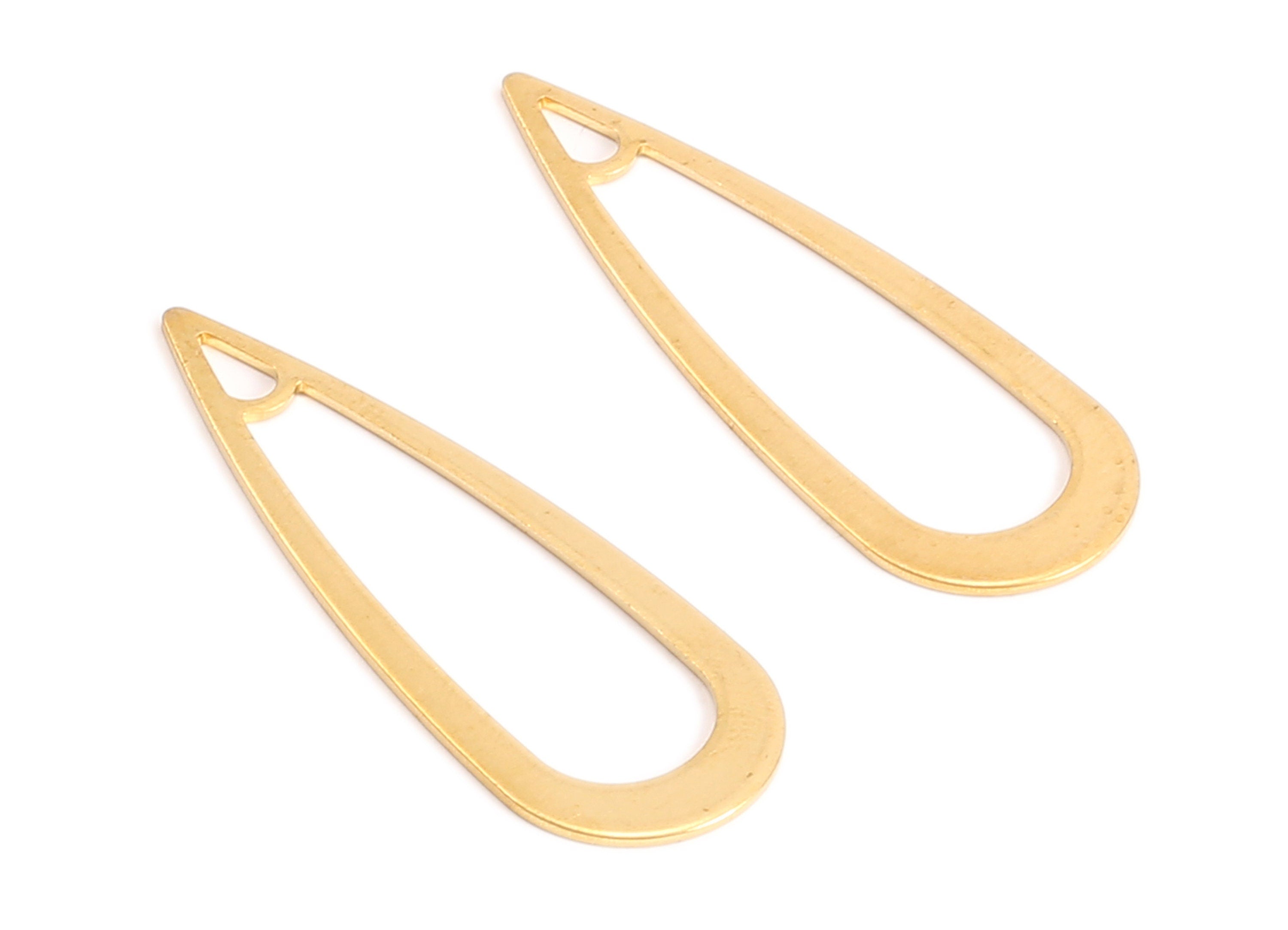 Brass Drop Charms - Raw Brass Drop Earrings and Pendant - Earring Findings - Jewelry Supplies - 40.95x14.28x0.8mm - PP2176 - DOMEDBAZAAR