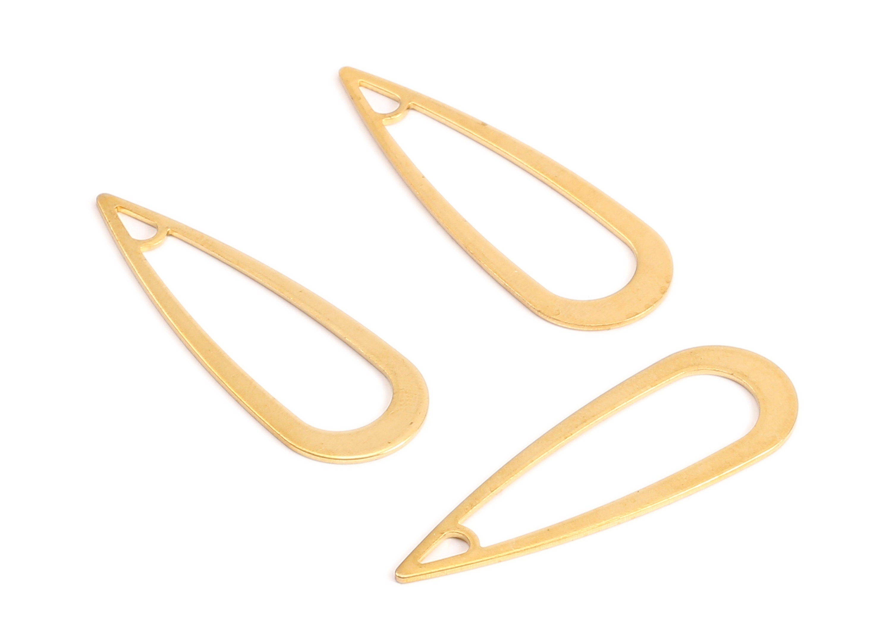 Brass Drop Charms - Raw Brass Drop Earrings and Pendant - Earring Findings - Jewelry Supplies - 40.95x14.28x0.8mm - PP2176 - DOMEDBAZAAR