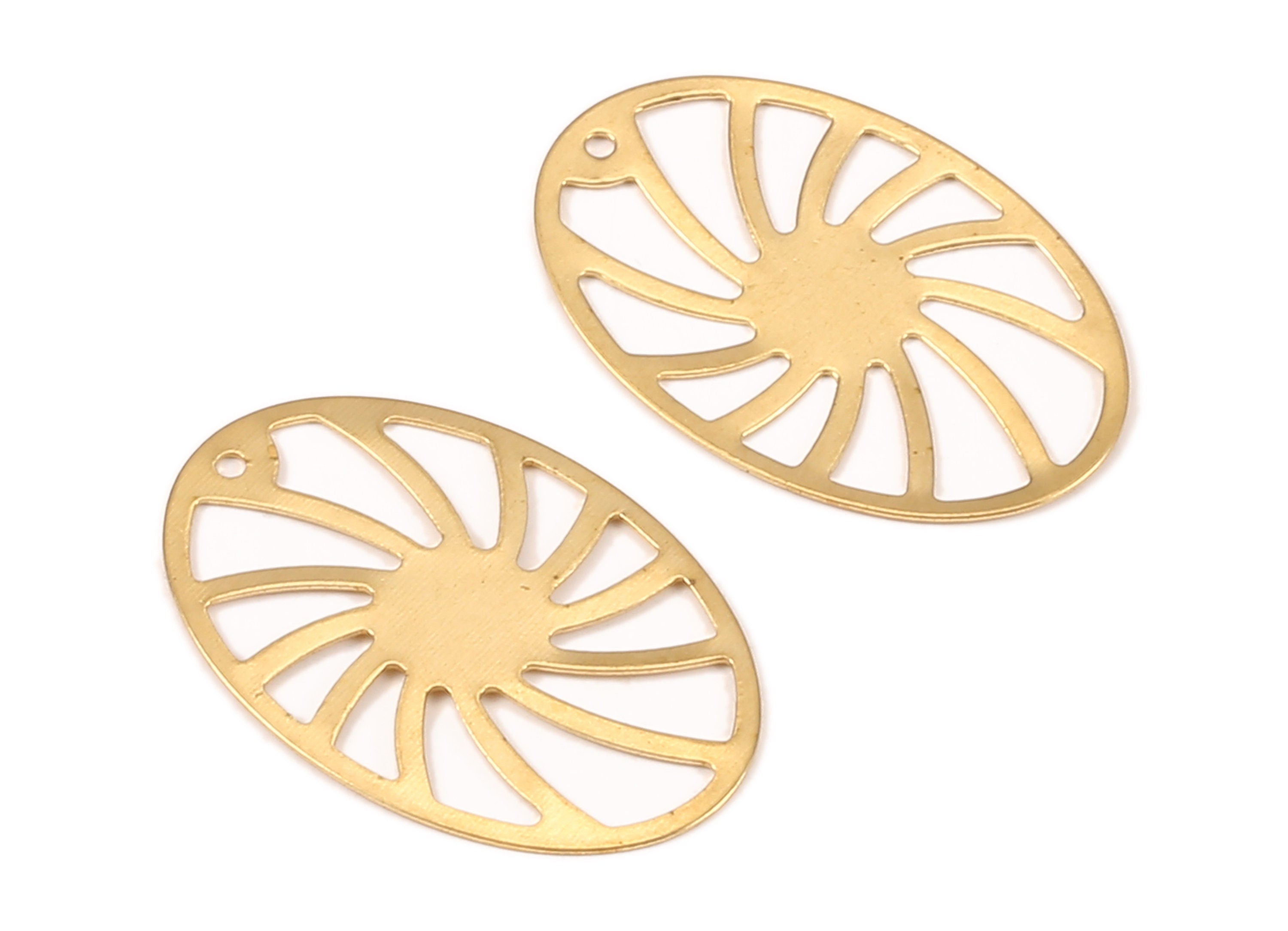 Brass Oval Charms - Raw Brass Oval Earrings and Pendant - Earring Findings - Jewellery Supplies - 27.02x17.89x0.42mm - PP2301 - DOMEDBAZAAR