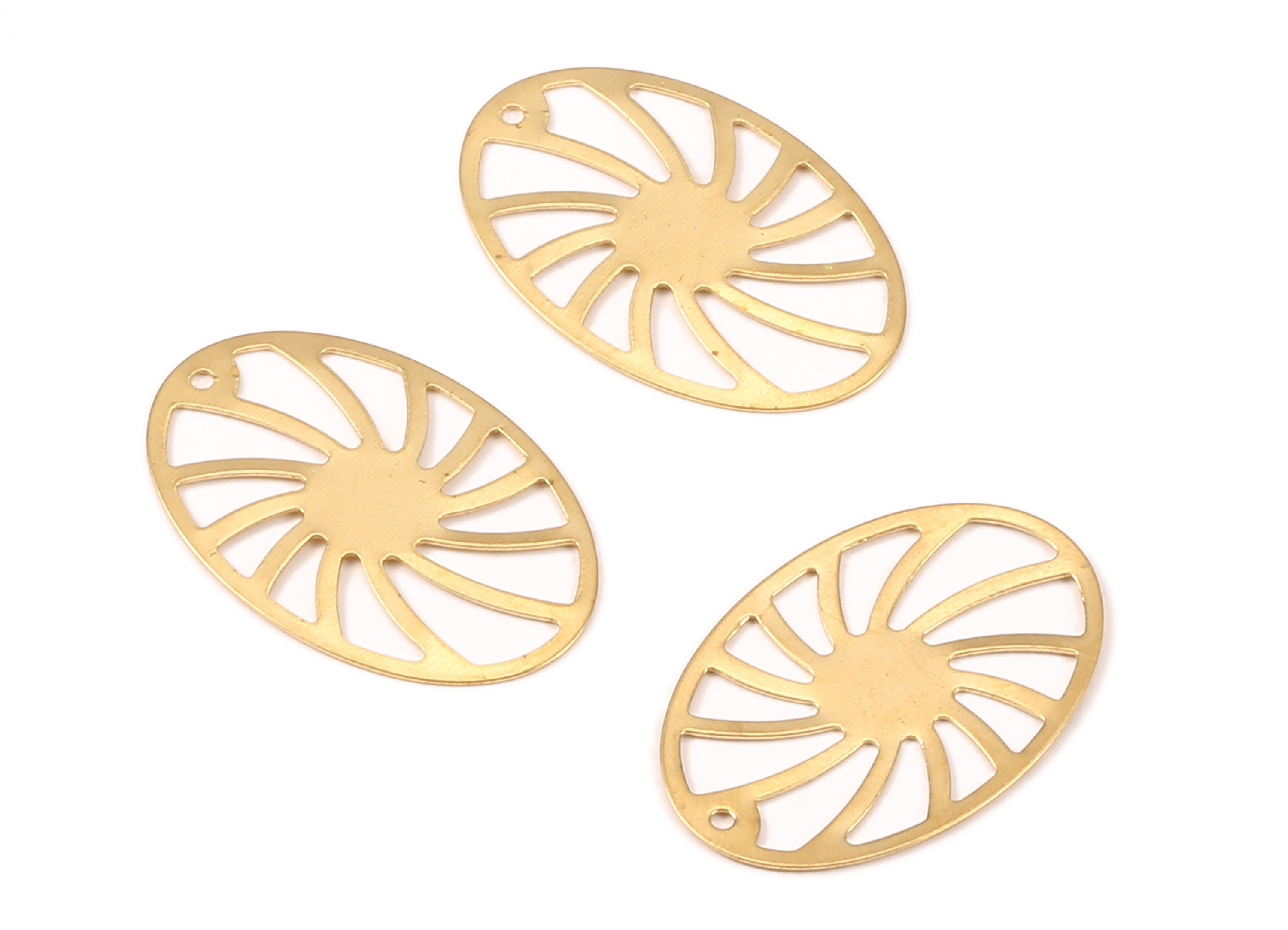 Brass Oval Charms - Raw Brass Oval Earrings and Pendant - Earring Findings - Jewellery Supplies - 27.02x17.89x0.42mm - PP2301 - DOMEDBAZAAR