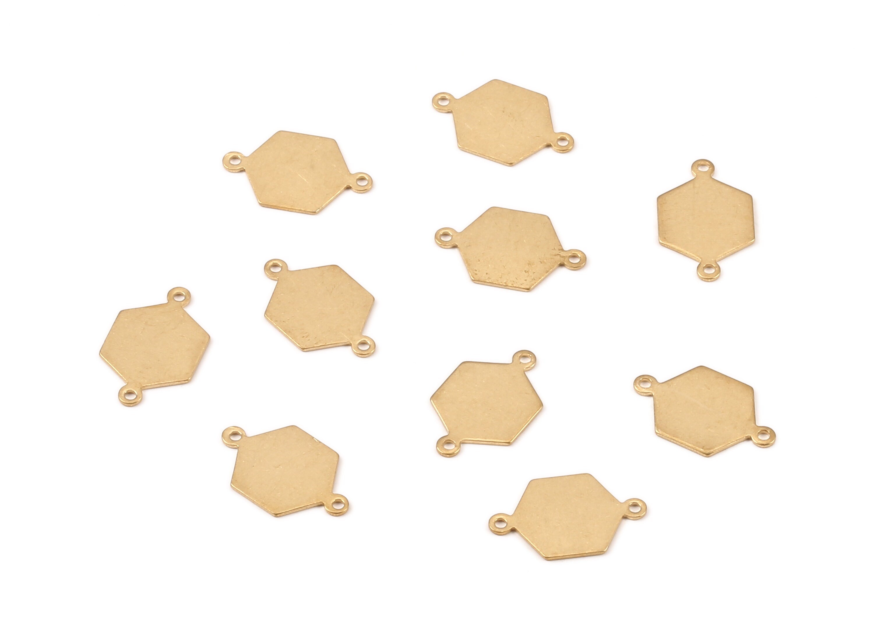 Personalized stamping blank - Brass Hexagon Connectors - Raw Brass Hexagon Connectors - Earring Findings - 15x10x0.57mm - PP2173 - DOMEDBAZAAR