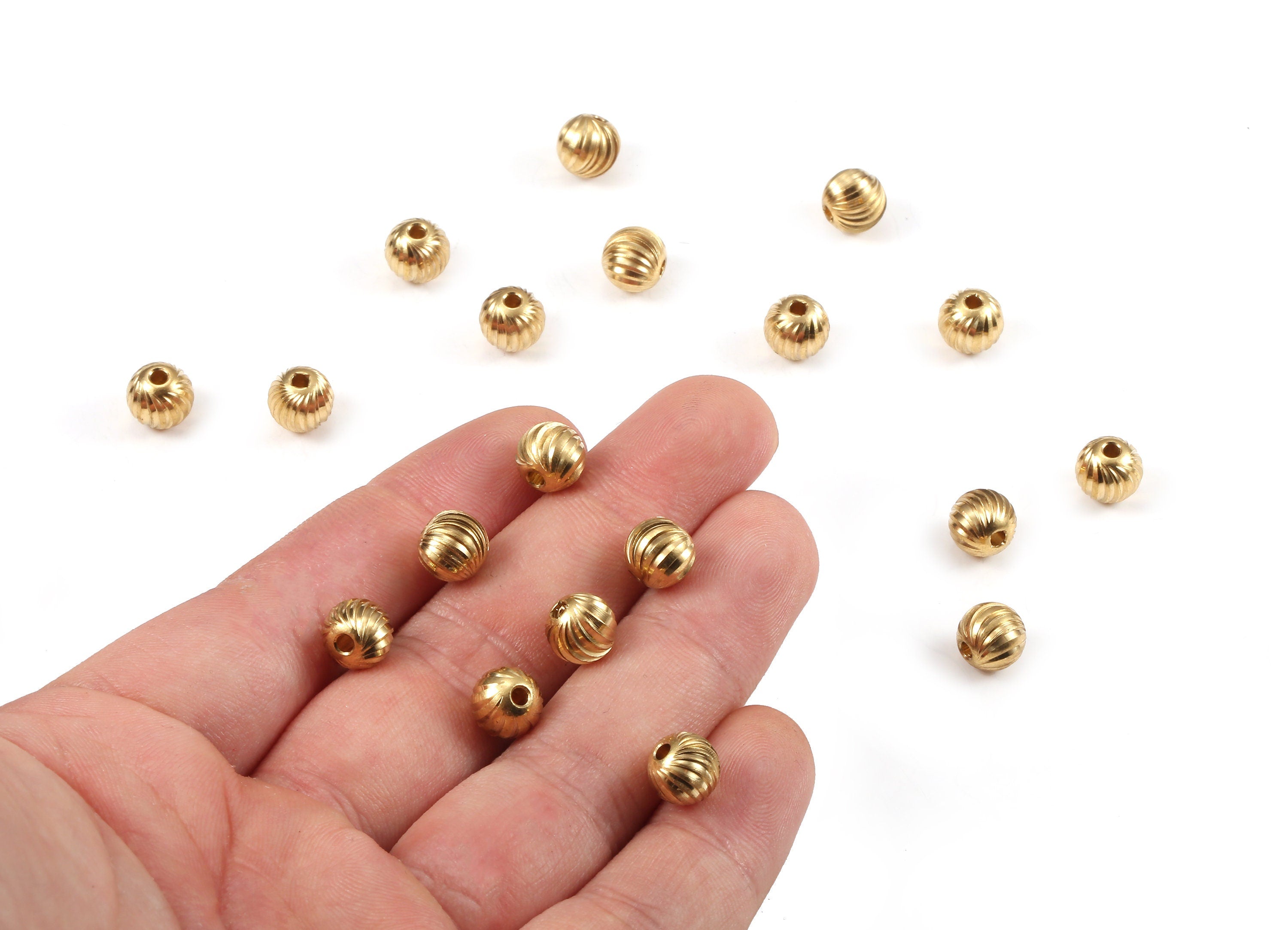 Brass Ball Charms - Raw Brass Beads Earrings and Pendant - Necklace Connectors - Jewelry Supplies - 7.9x7.45mm - PP2288 - DOMEDBAZAAR