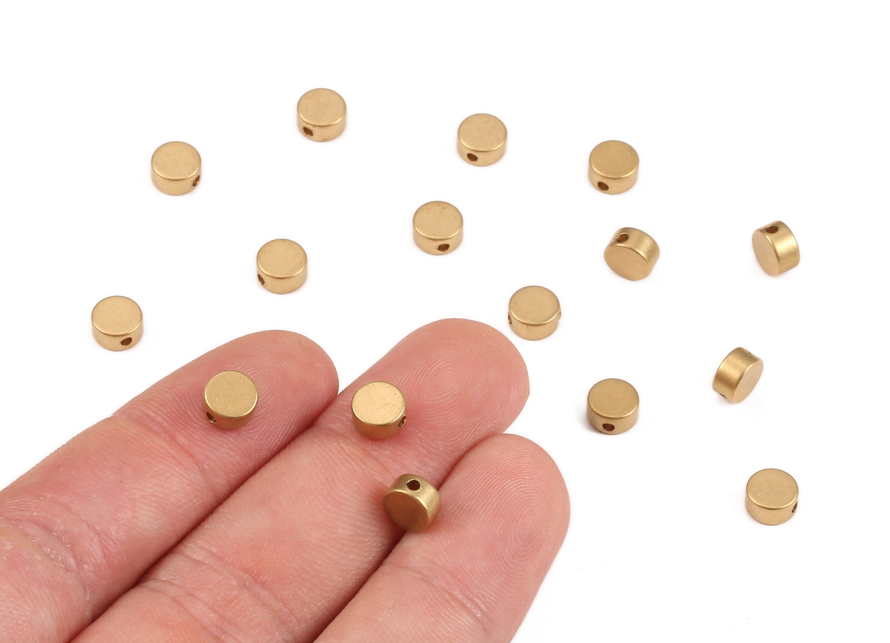 Brass Spacer Bead - Raw Brass Round Beads - Spacer Connectors - Earring Findings - Jewelry Supplies - 5.98x5.98x3.13mm - PP2231 - DOMEDBAZAAR