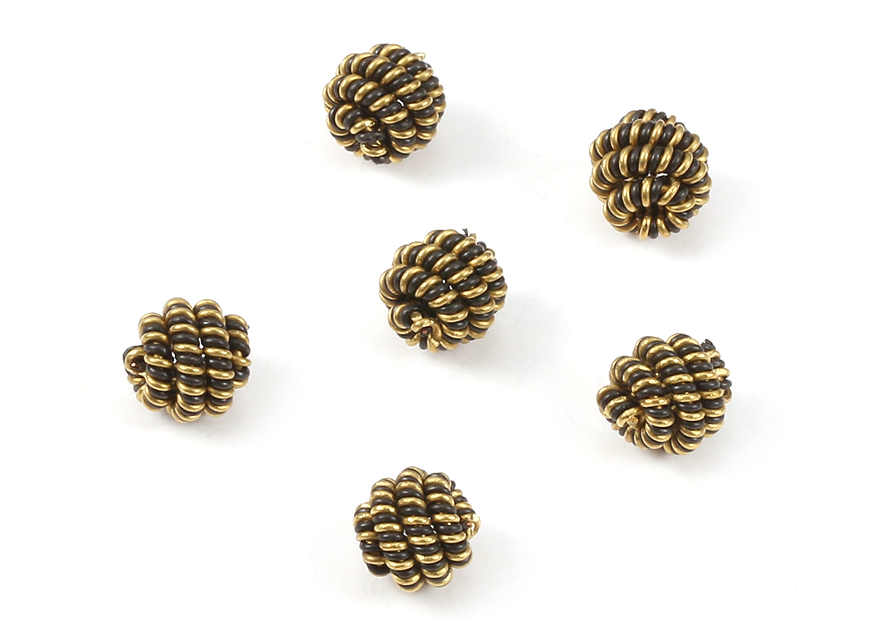 Brass Ball Charms - Raw Brass Beads Earrings and Pendant - Necklace Connectors - Jewelry Supplies - 8.89x7.45x1.89mm - PP2277 - DOMEDBAZAAR