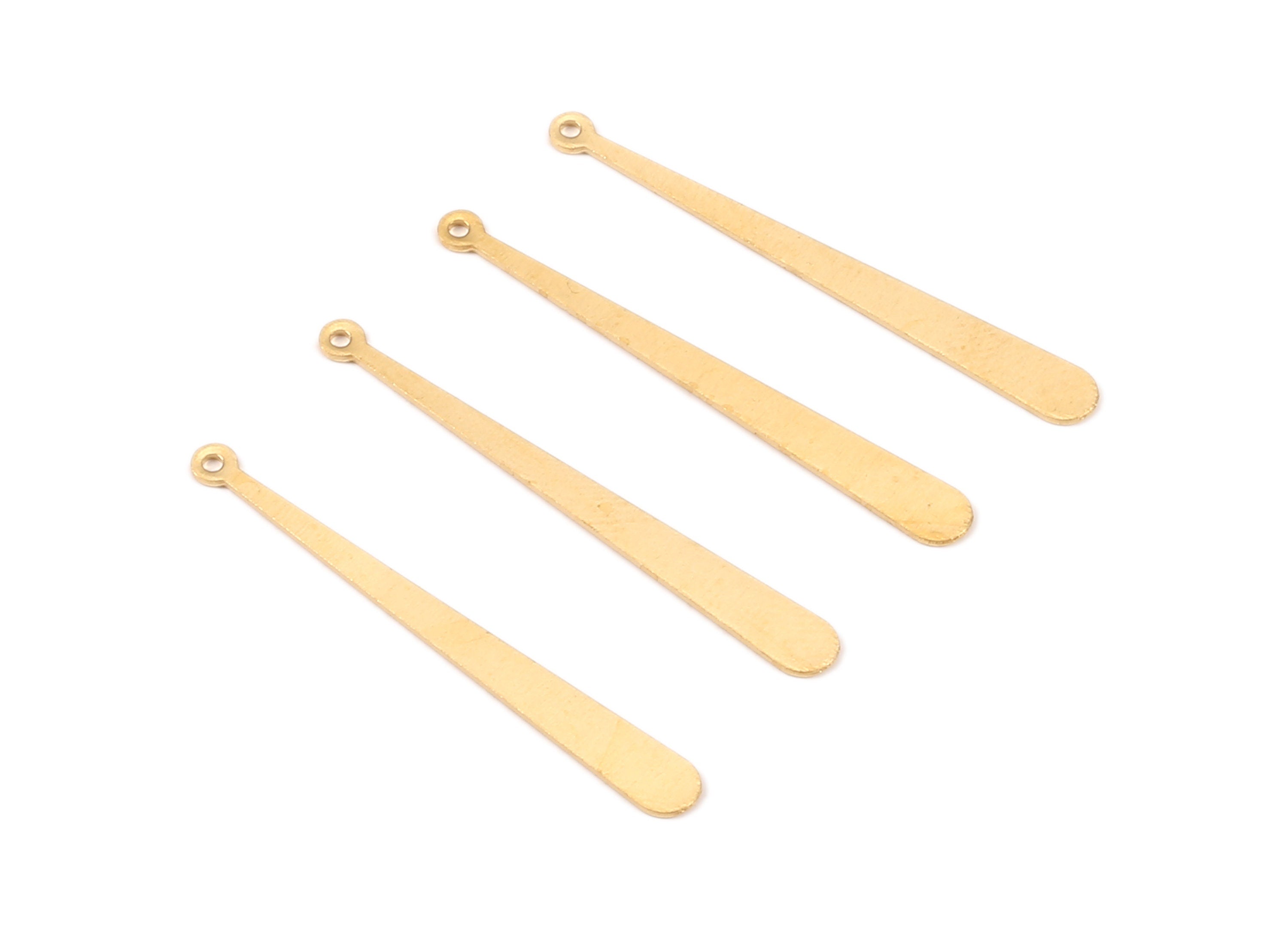 Brass Strip Charms - Raw Brass Strip Pendant - Earring Findings - Jewelry Supplies - 37.37x4.1x0.57mm - PP2188 - DOMEDBAZAAR