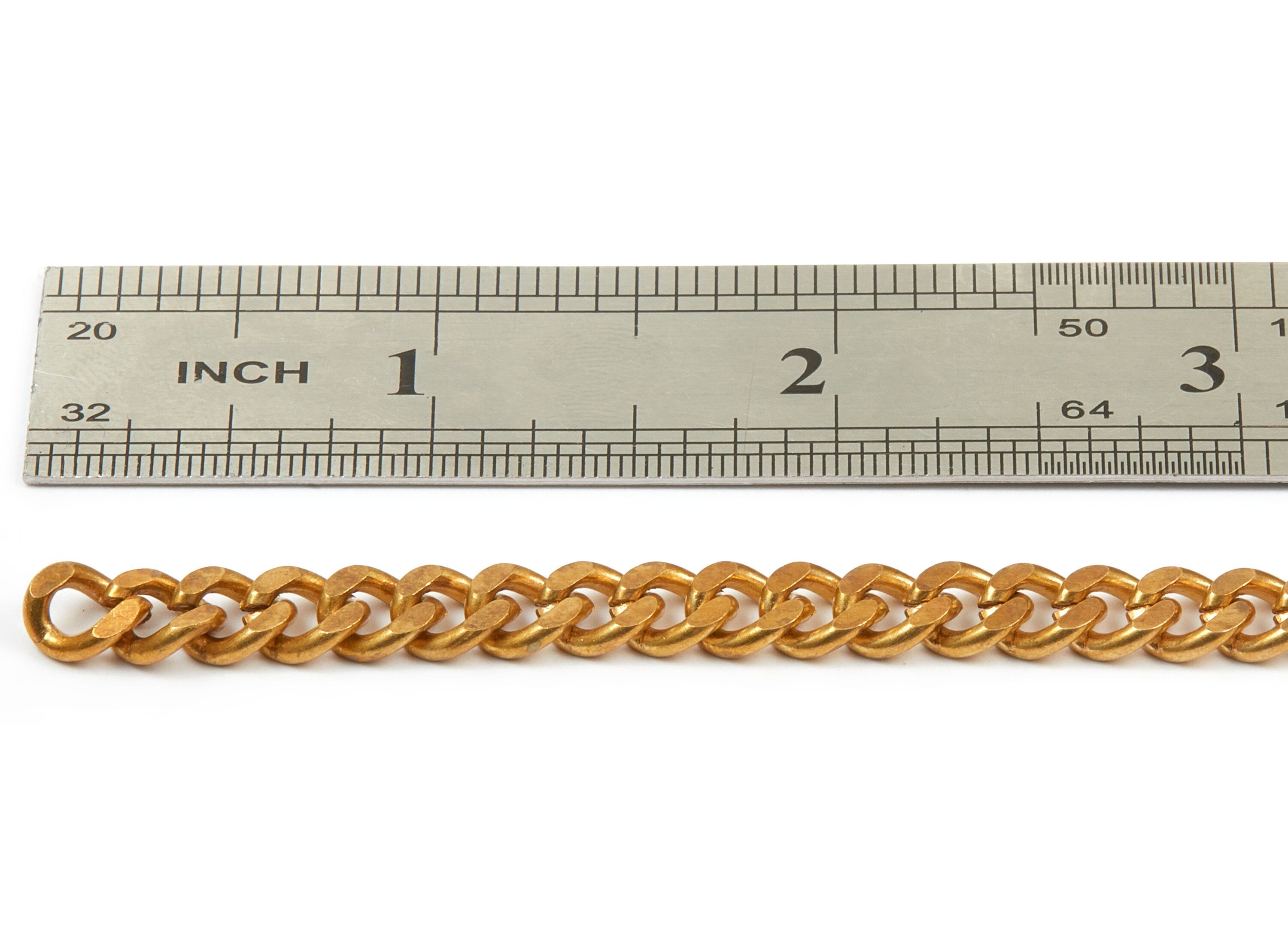 Faceted Curb Chain - Raw Brass Curb  Chain -  Open Link Chain - 0.31&quot; x 0.27&quot; x 0.06&quot; -  CC1123 - DOMEDBAZAAR