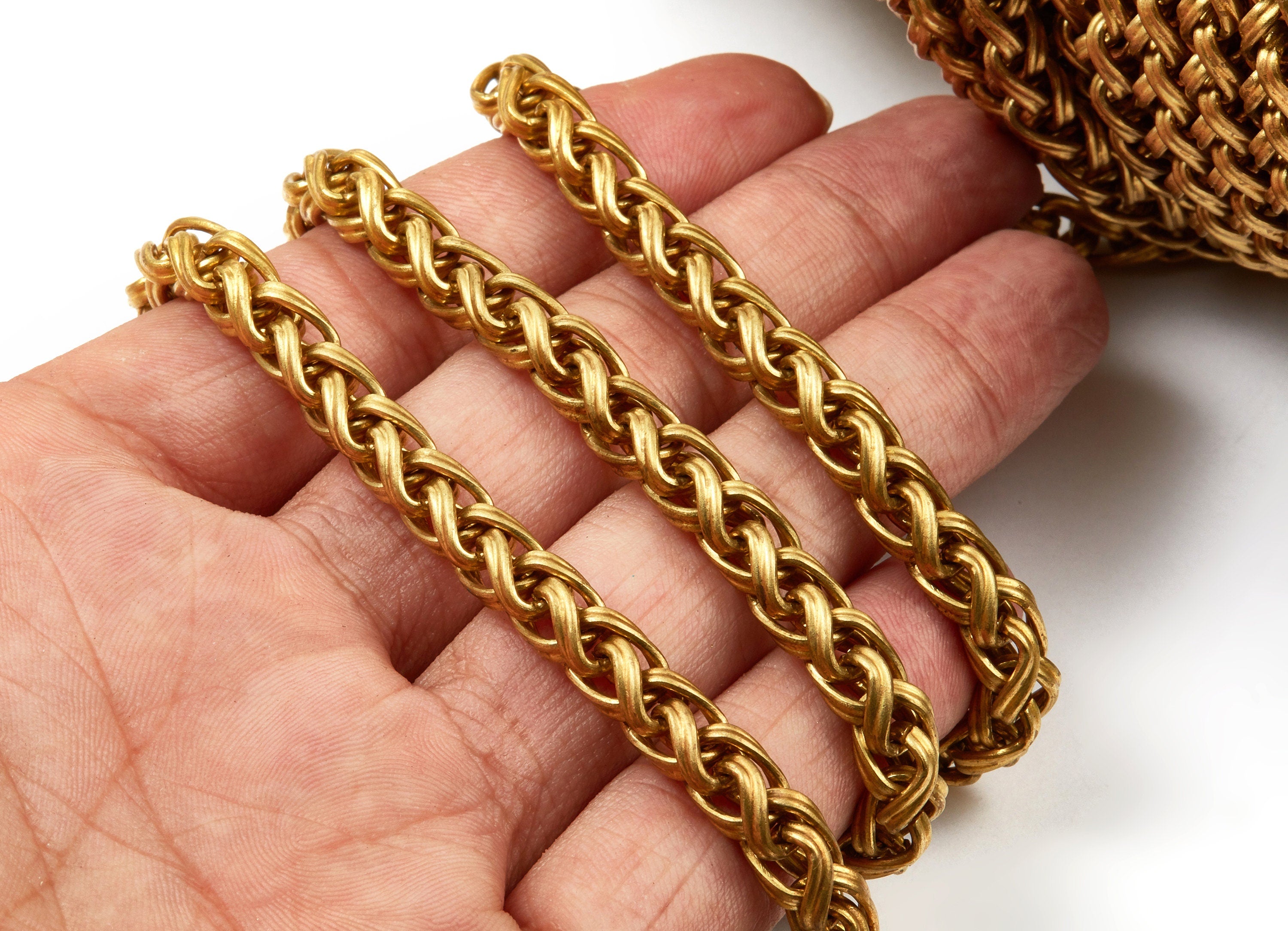 Wheat Chain - Raw Brass Wheat Chain -  Jewellery Making - 0.39&quot; x 0.27&quot; x 0.06&quot;- CC1125 - DOMEDBAZAAR