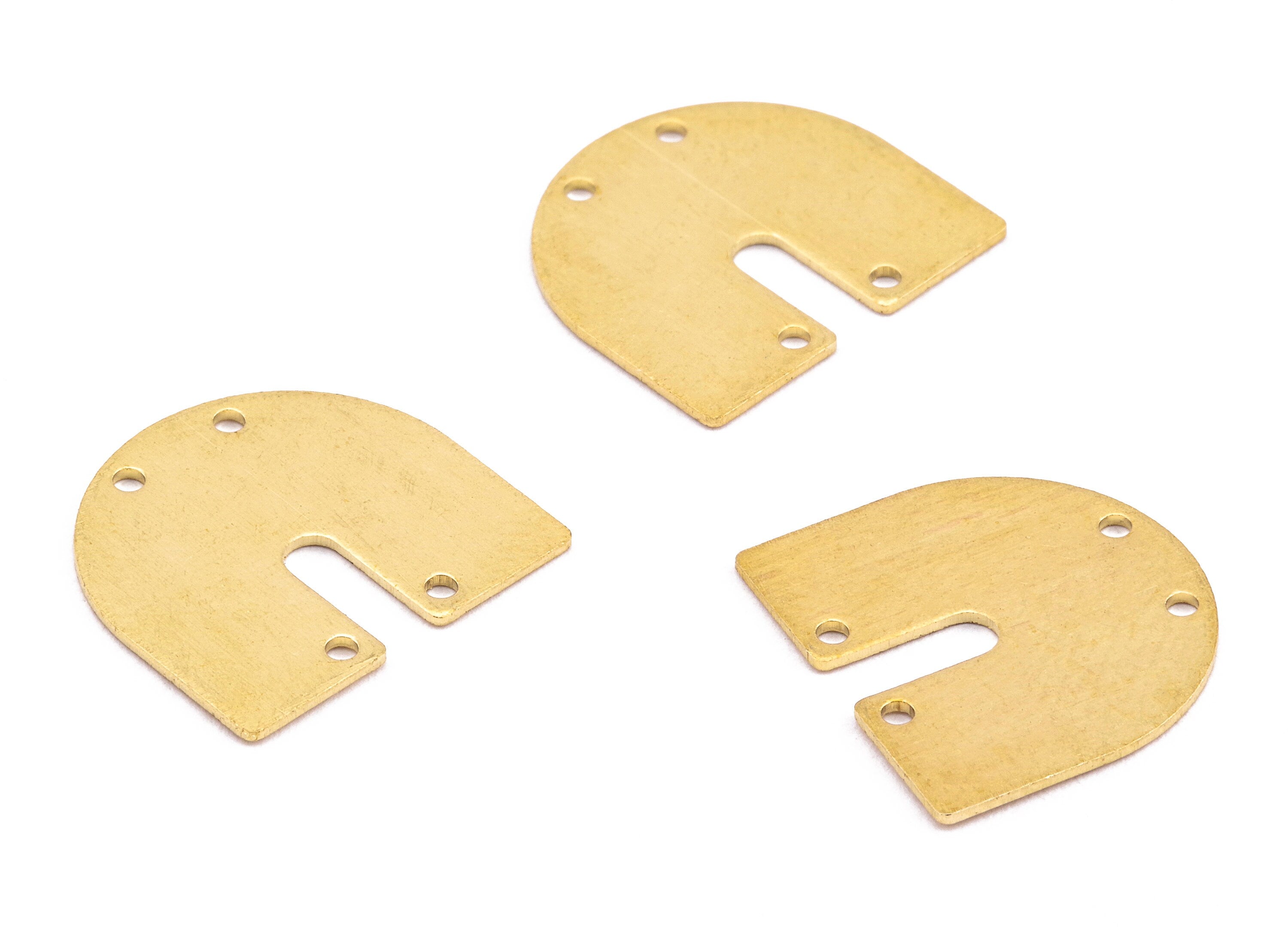 Brass U Connectors - Raw Brass U Connectors - 4 Holes - Earring Connectors - Jewelry Connectors - 17x15.7x0.58mm - PP2205 - DOMEDBAZAAR