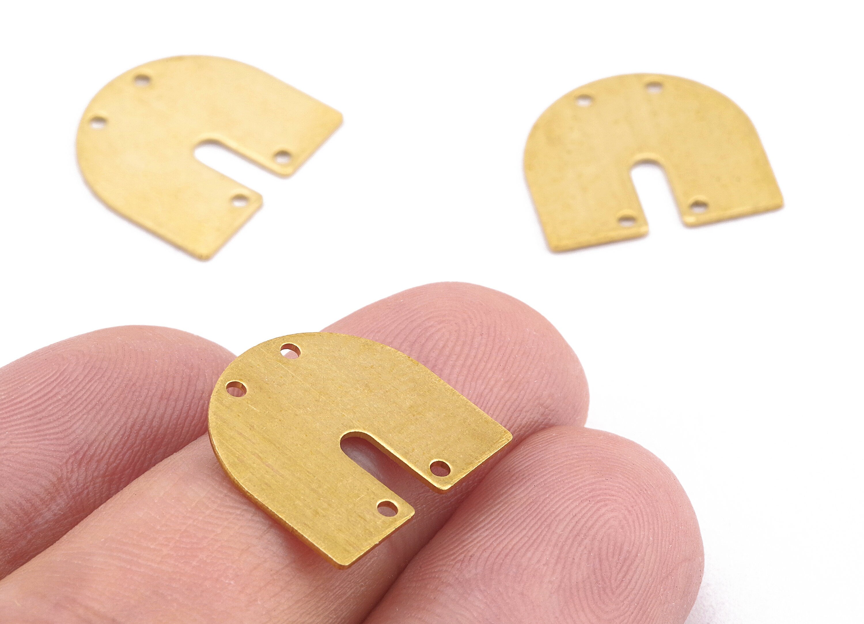 Brass U Connectors - Raw Brass U Connectors - 4 Holes - Earring Connectors - Jewelry Connectors - 17x15.7x0.58mm - PP2205 - DOMEDBAZAAR