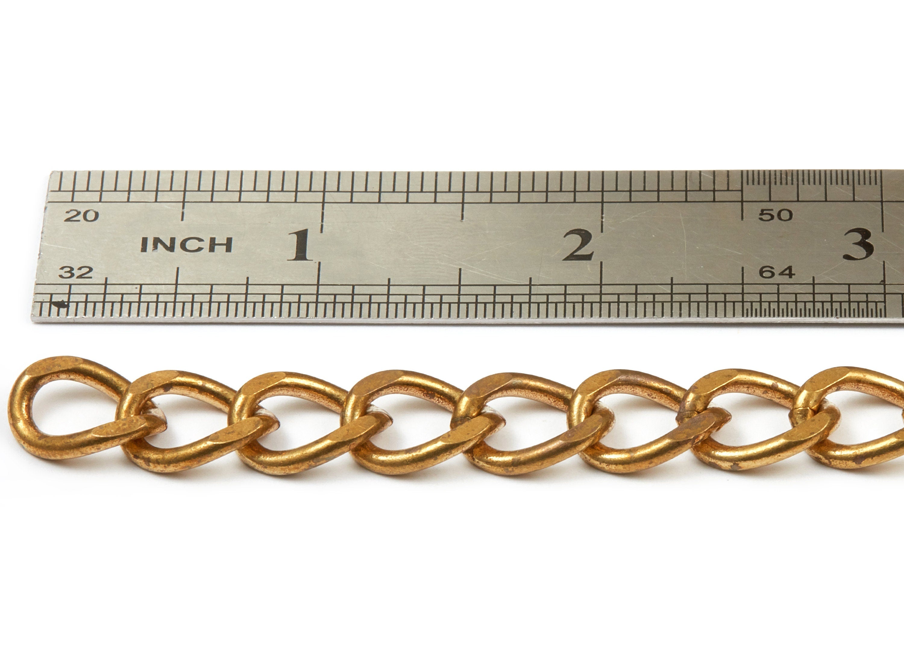 Faceted Curb Chain - Raw Brass Curb  Chain -  Open Link Chain - 0.55&quot;&quot; x 0.42&quot;&quot; x 0.09&quot; -Jewellery Making - CC1127 - DOMEDBAZAAR