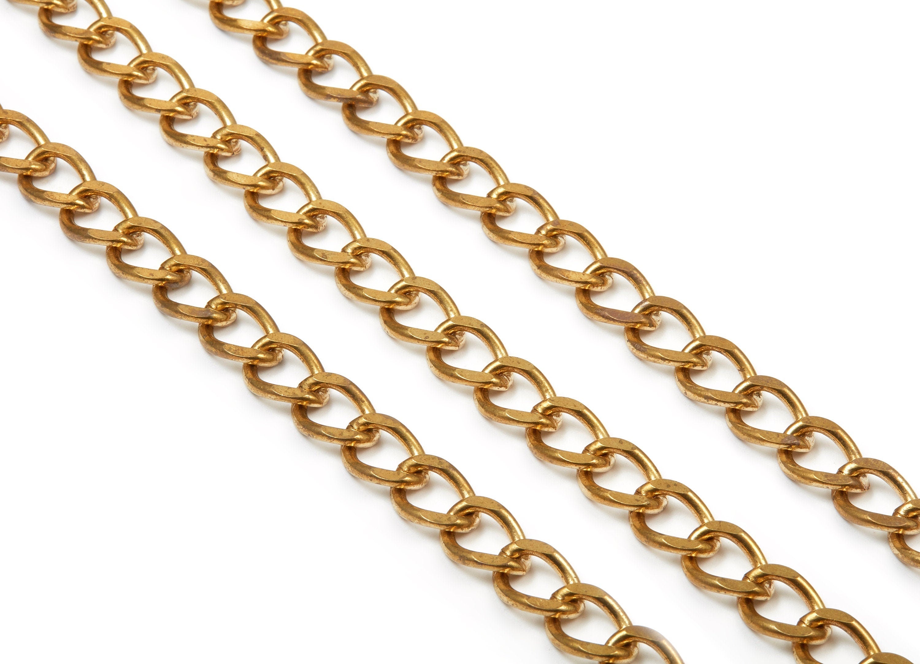 Faceted Curb Chain - Raw Brass Curb  Chain -  Open Link Chain - 0.55&quot;&quot; x 0.42&quot;&quot; x 0.09&quot; -Jewellery Making - CC1127 - DOMEDBAZAAR