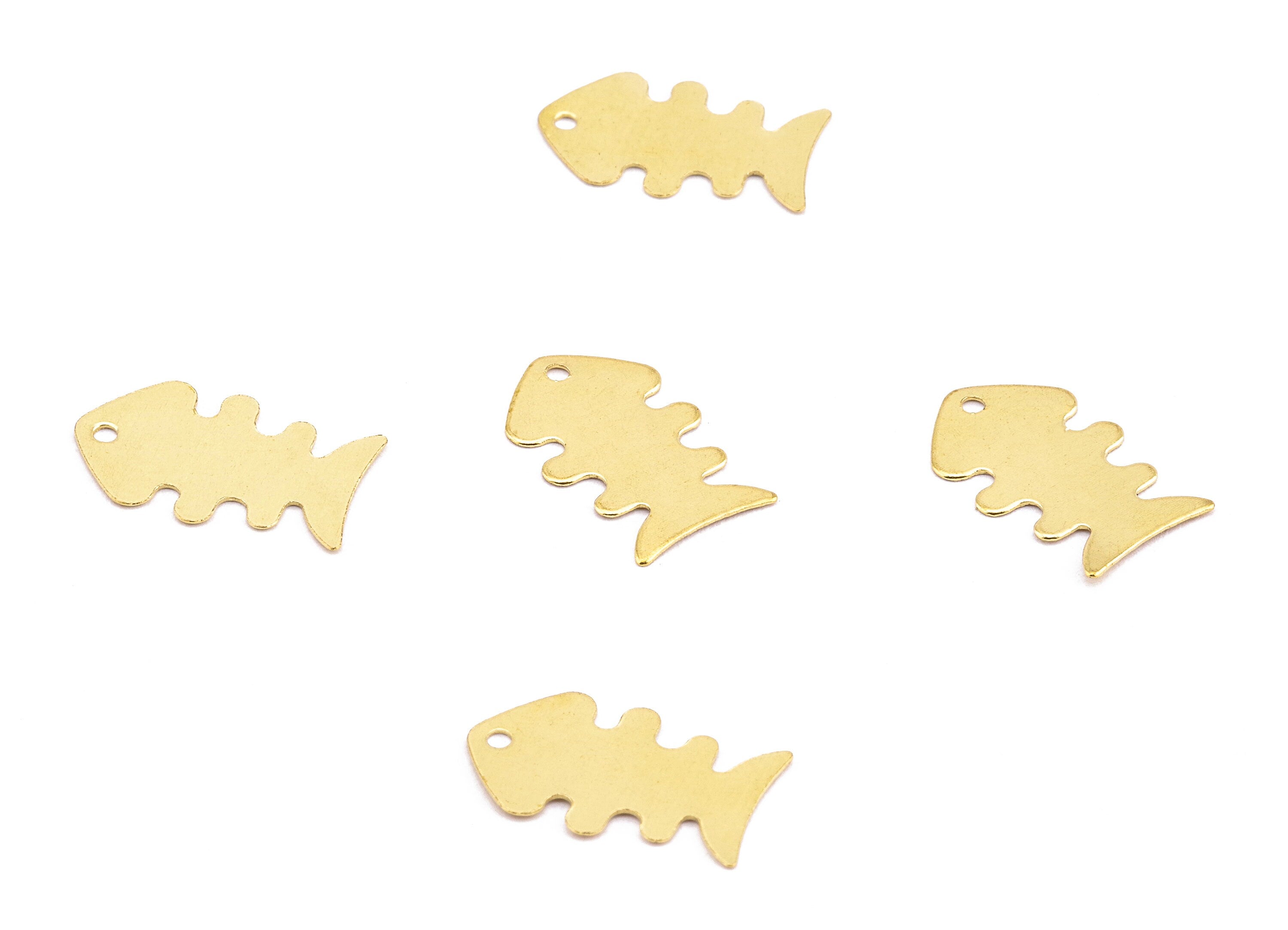 Brass Fish Charms - Raw Brass Fish Earrings and Pendant - Earring Findings - Jewelry Supplies - 16.08x10.04x0.34mm - PP2238 - DOMEDBAZAAR