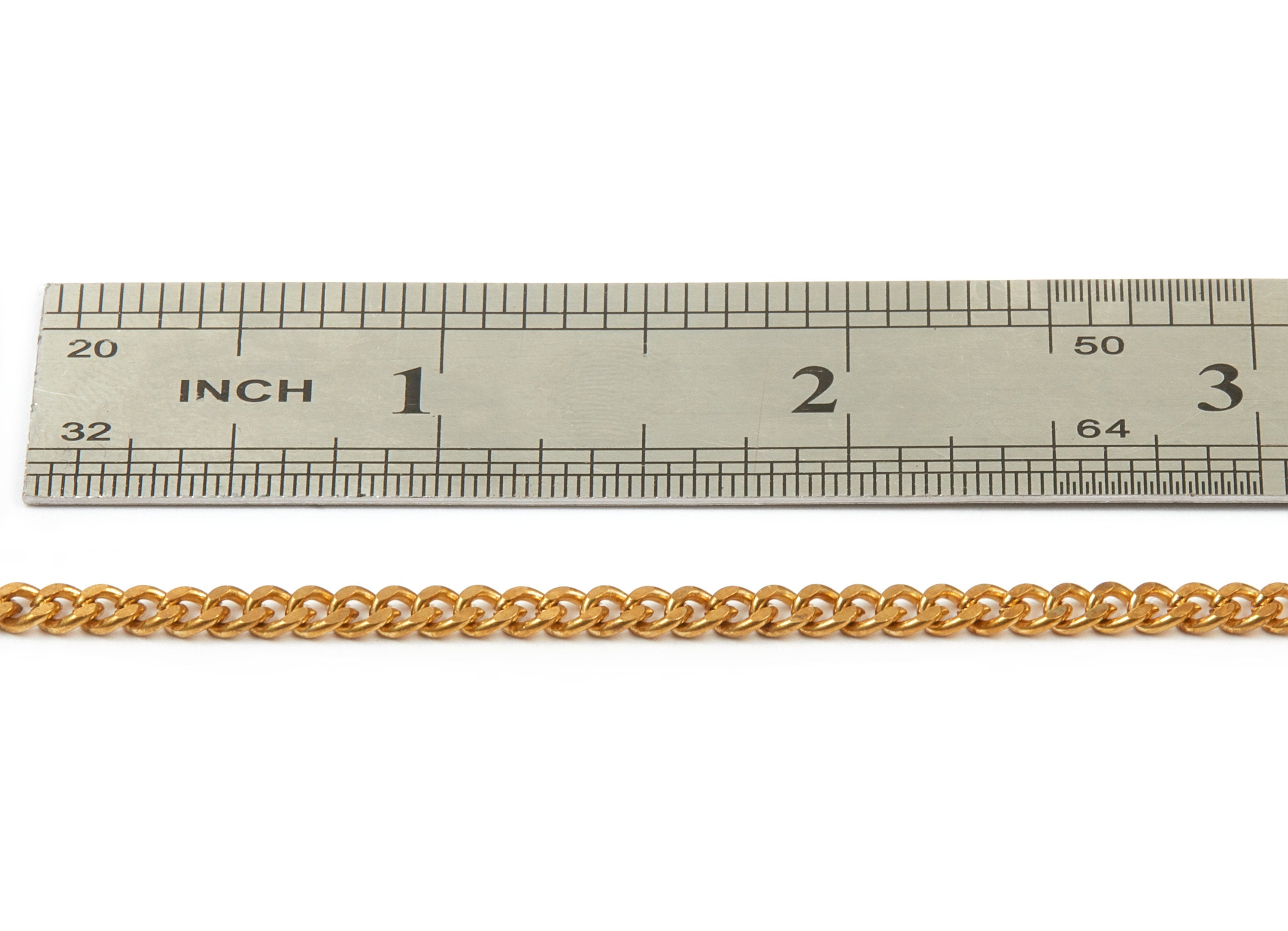 Faceted Curb Chain - Raw Brass Tiny Curb  Chain -  Open Link Chain - 0.18&quot; x 0.14&quot; x 0.04&quot; -  CC1129 - DOMEDBAZAAR