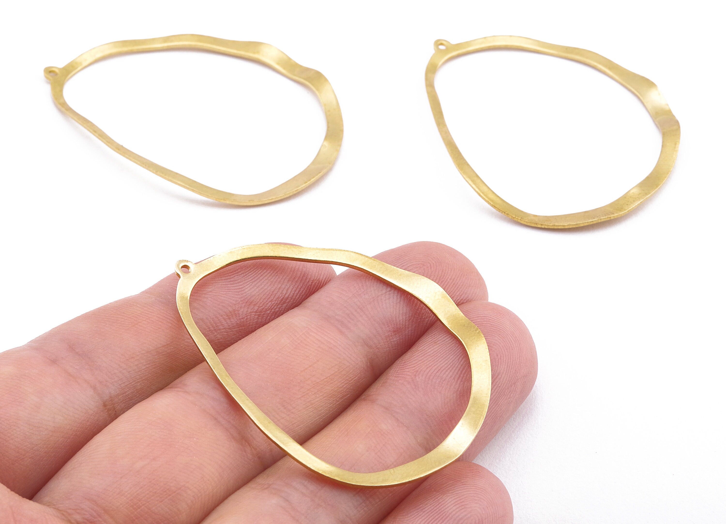 Brass Drop Charms - Raw Brass Wave Drop Earrings and Pendant - Earring Findings - Jewelry Supplies - 47.98x35.02x0.78mm - PP2201 - DOMEDBAZAAR