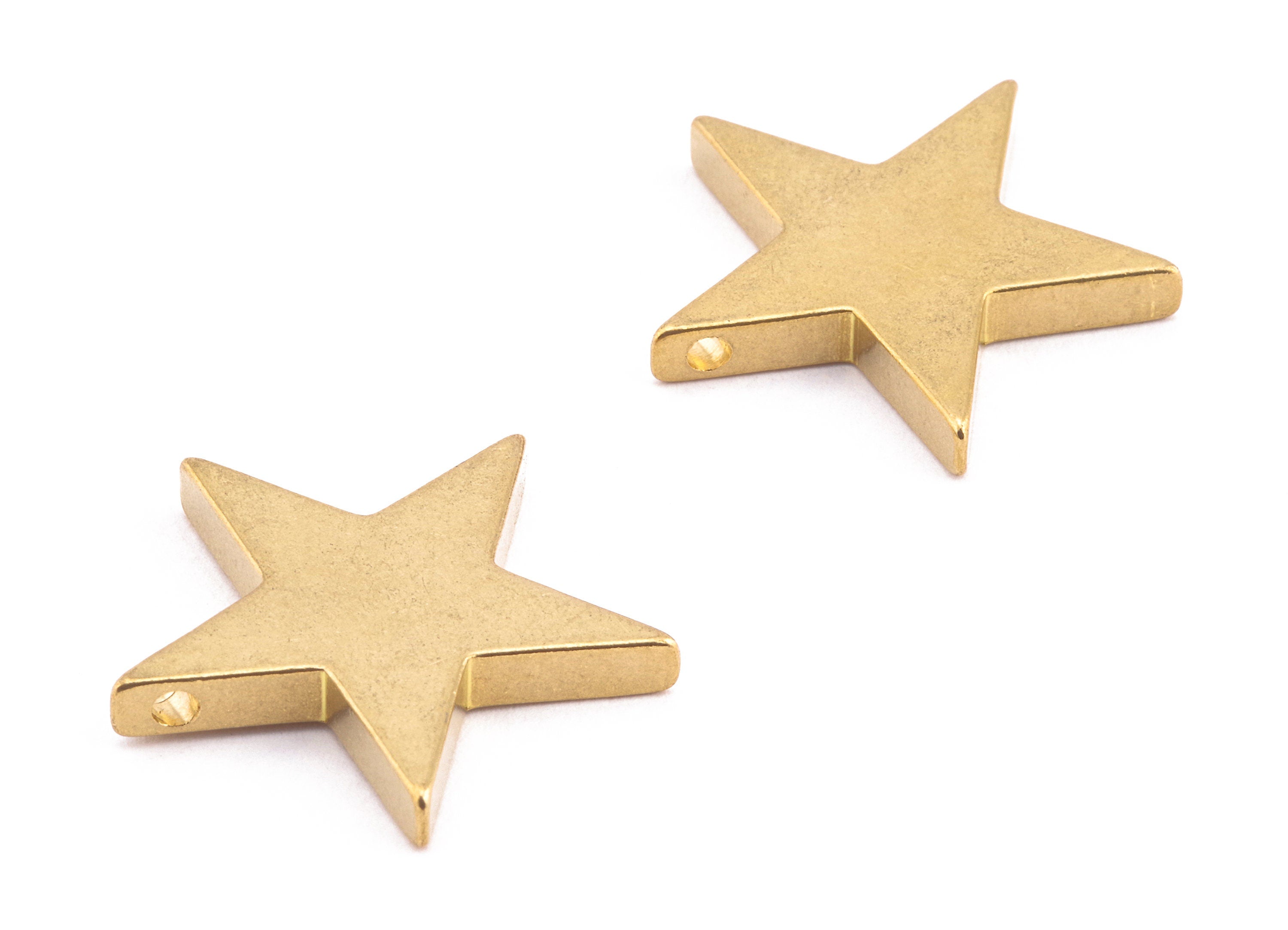 Brass Star Charms - Raw Brass Star Earrings and Pendant - Earring Findings - Jewelry Supplies - 21.65x21.65x3.02mm - PP2252 - DOMEDBAZAAR