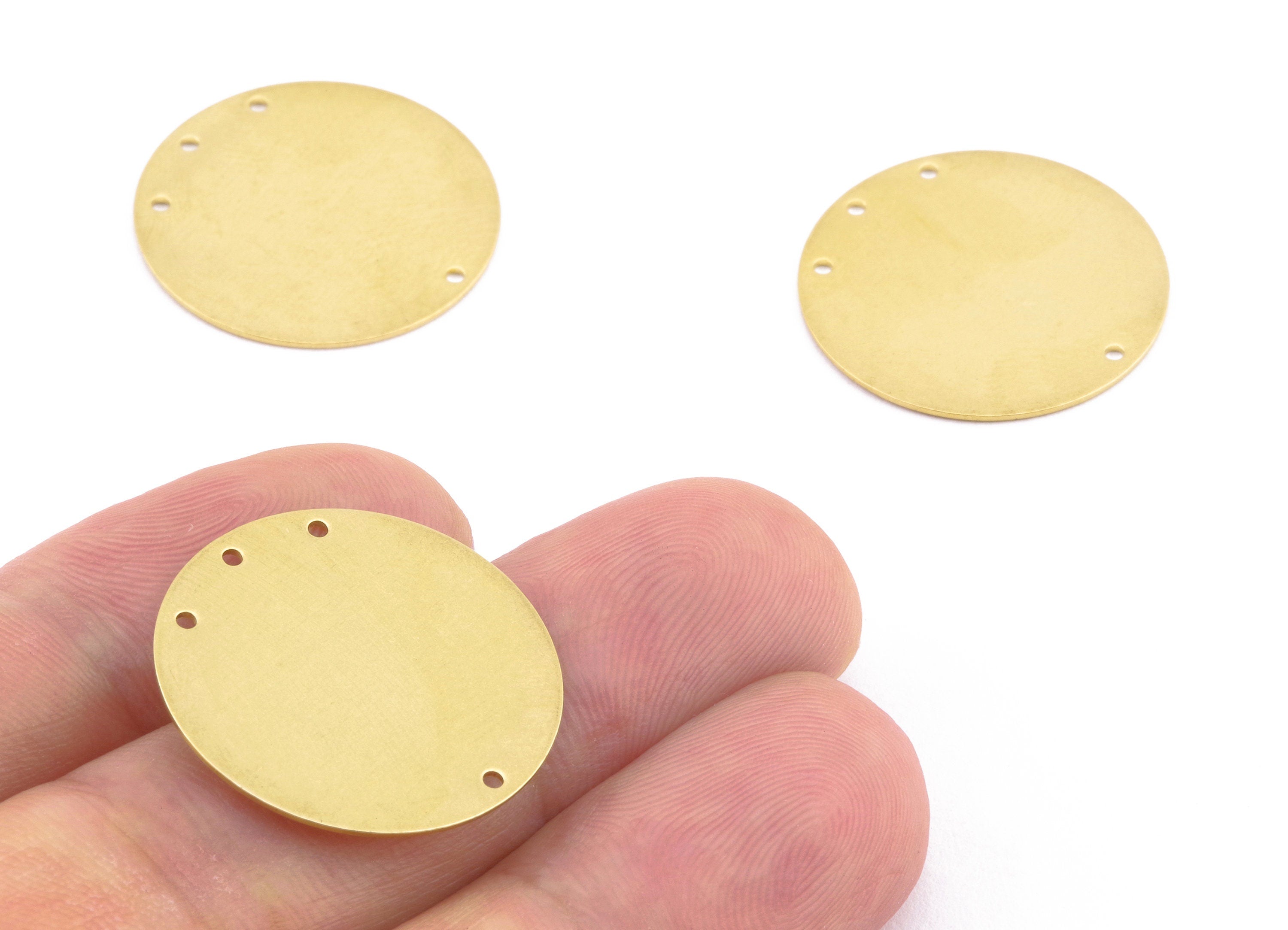 Personalized stamping blank - Brass Round Connector - Raw Brass Round Connectors With 4 Holes - Jewelry Supplies - 23x23x0.55mm - PP2206 - DOMEDBAZAAR