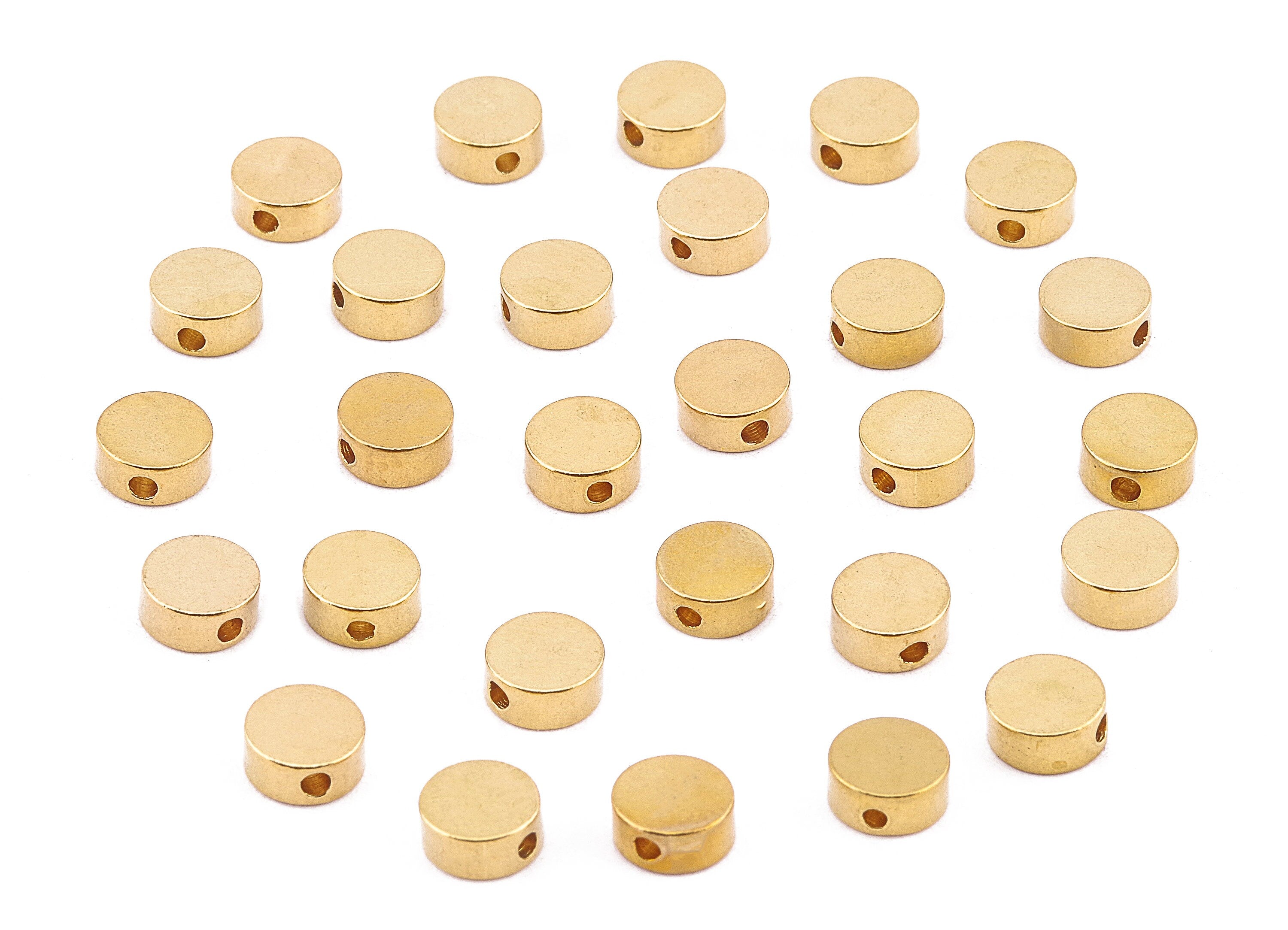 Brass Round Spacer Beads - Raw Brass Round Beads - Spacer Connectors - Earring Findings - Jewelry Supplies - 6x6x2.65mm - PP2218 - DOMEDBAZAAR