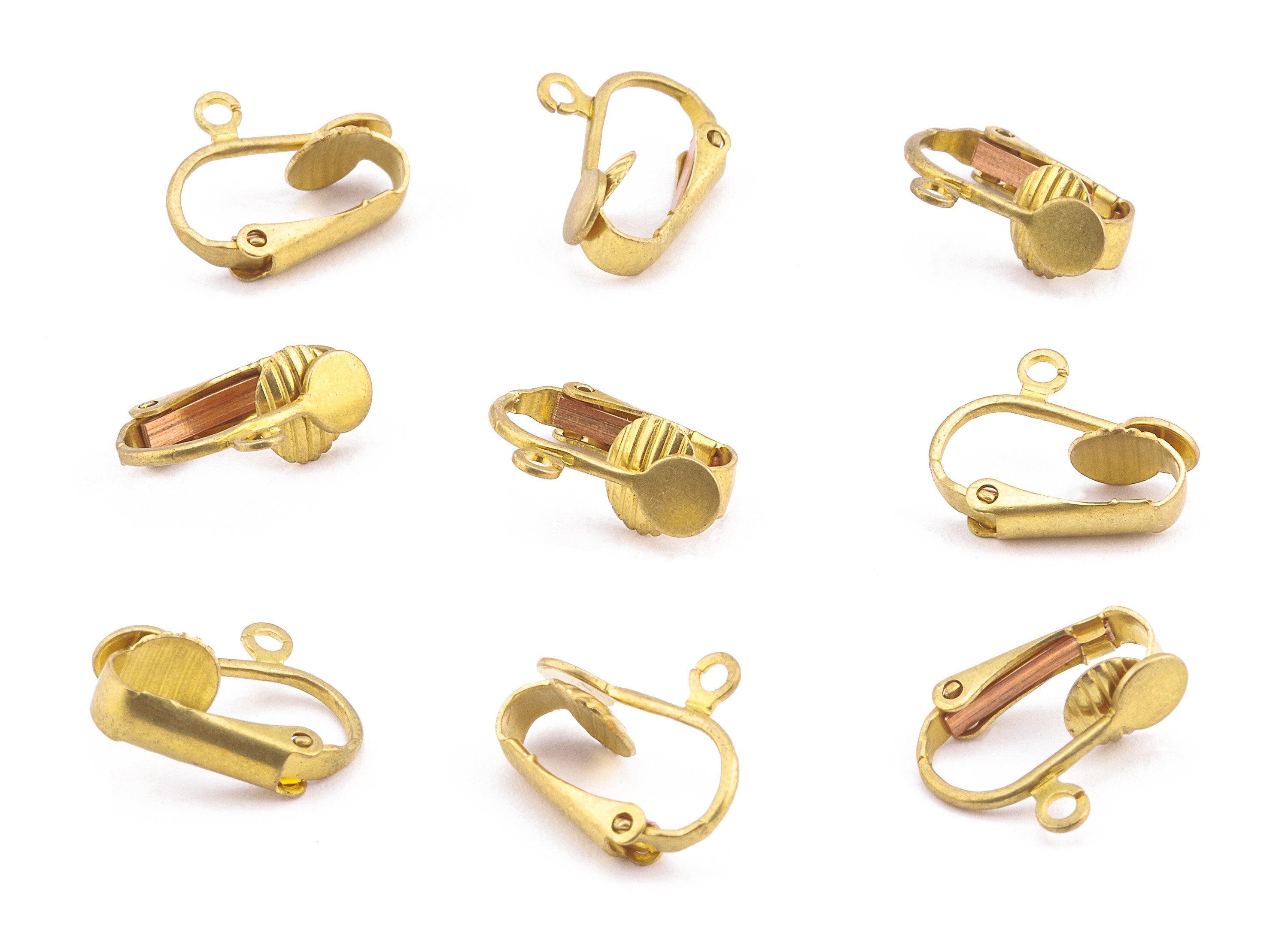 Brass Earring Clips - Raw Brass Screw Back Clips Earrings - Screwback Clip on Earrings - Jewelry Supplies - 15.28x12.78mm - PP2256 - DOMEDBAZAAR