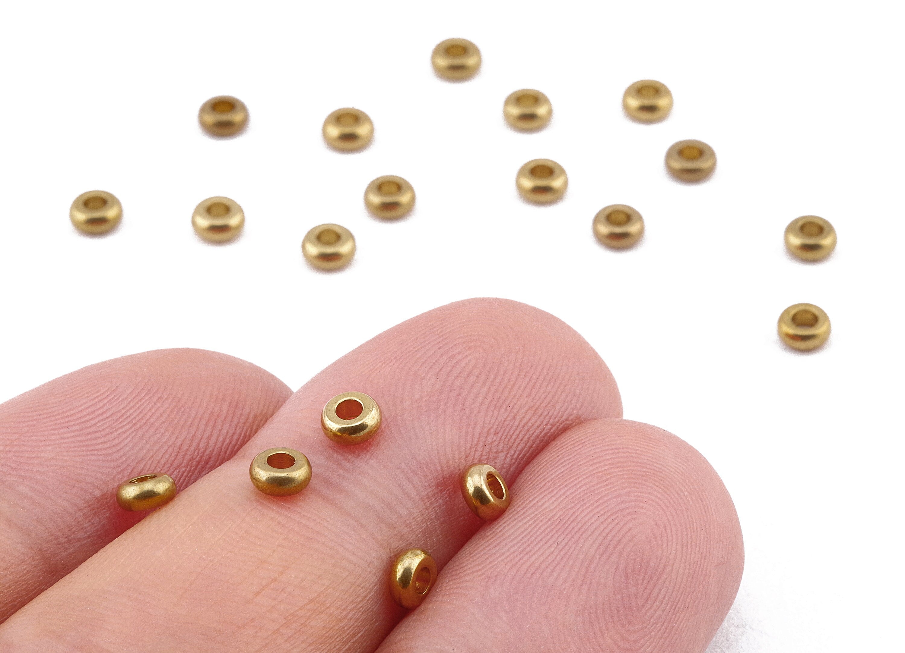 Brass Round Beads - Raw Brass Circle Beads - Earring Findings - Jewelry Supplies - 3.91x3.88x1.31mm - PP2258 - DOMEDBAZAAR