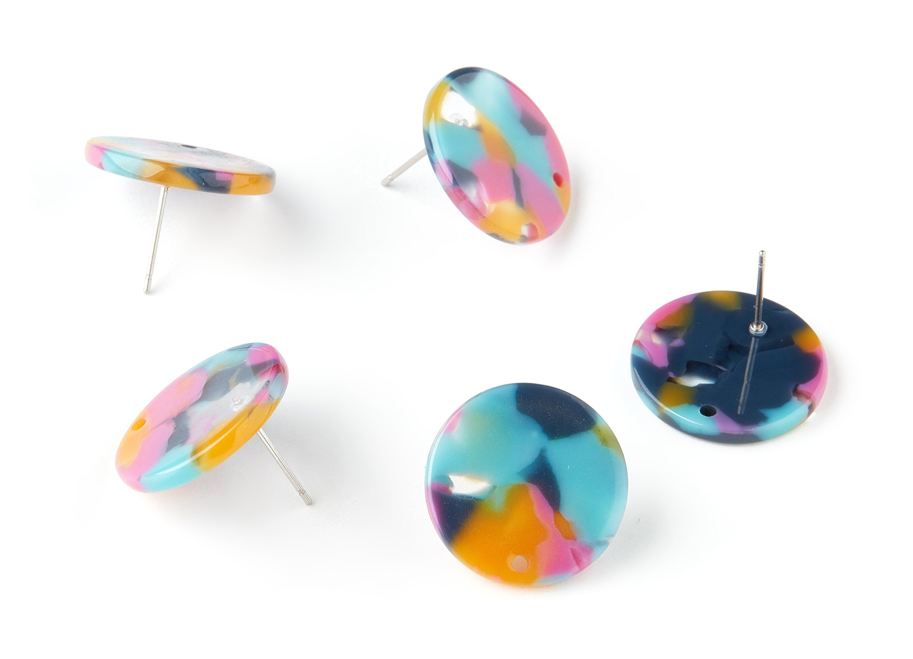 Acetate Round Earring Stud - Round Earring post - Earring post - Jewelry Supplies - Color Code: A258 - 19.86x19.86x2.5mm - AC1589-A258 - DOMEDBAZAAR