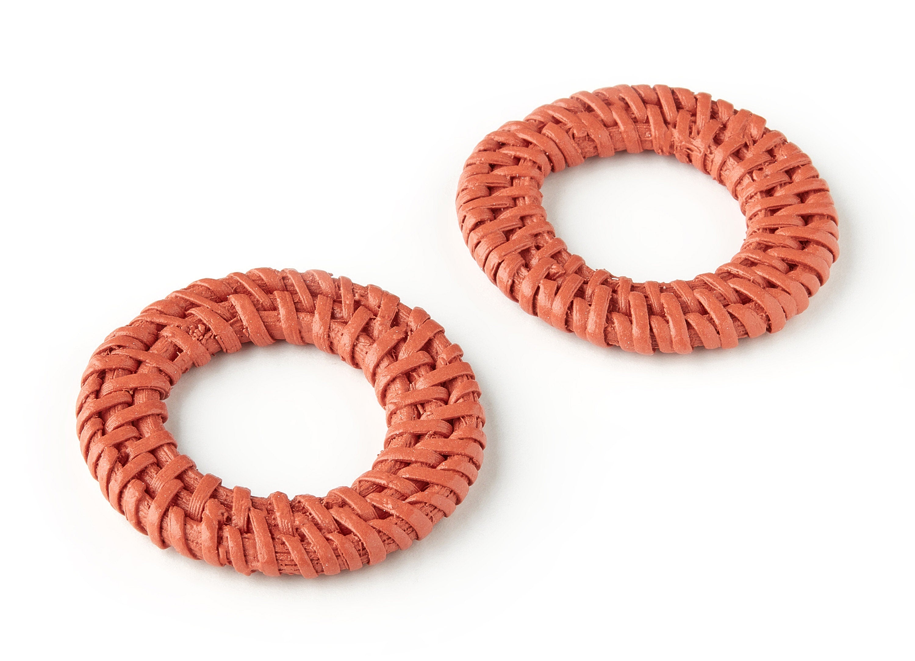 Handwoven Rattan Earring Charms - Circle Shaped Rattan Pendant - Wooden Straw Earrings - Jewelry Handmade - 41.49x41.49x4.09mm - RT1172 - DOMEDBAZAAR