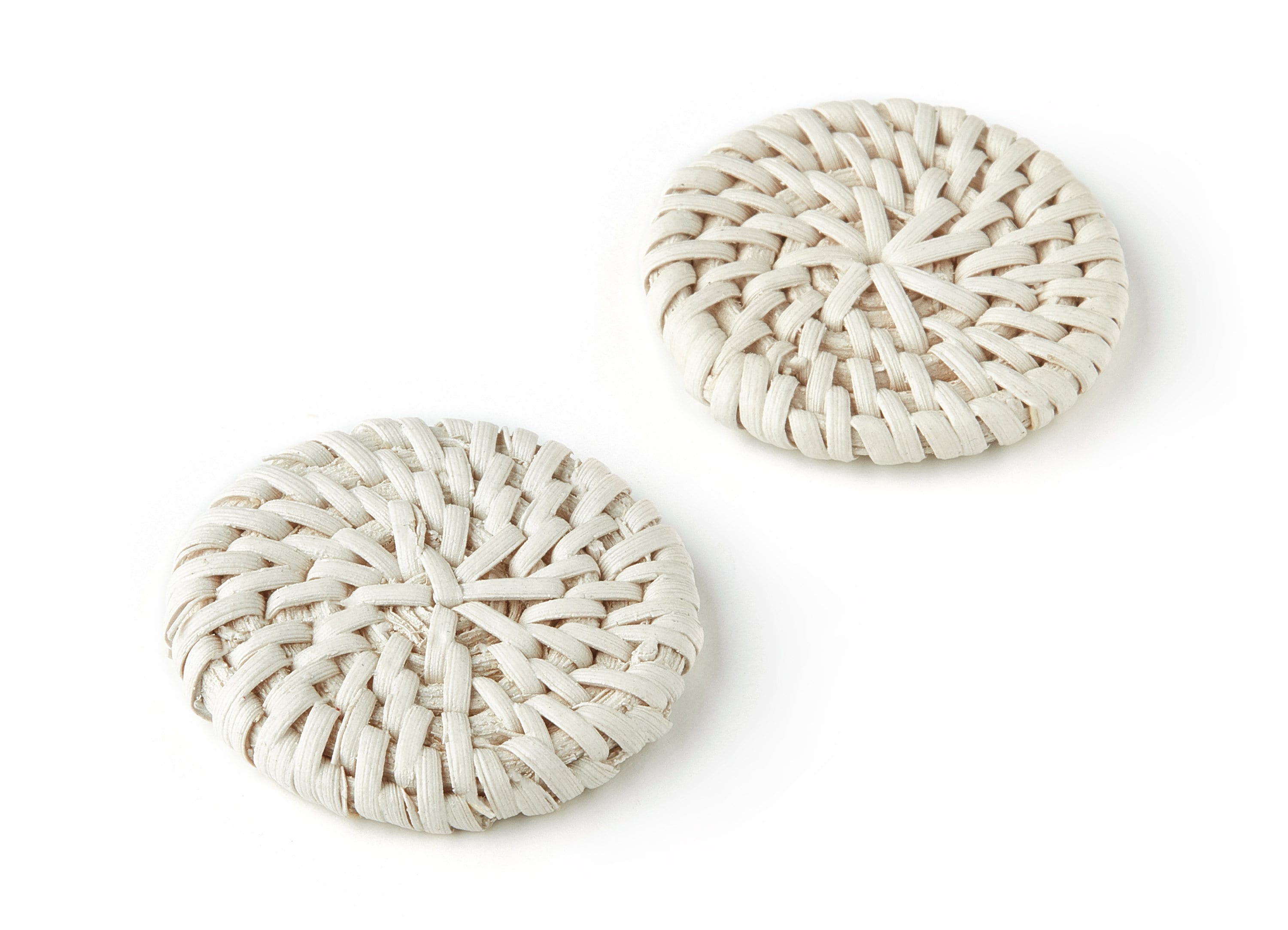 Handwoven Rattan Earring Charms - Round Shaped Rattan Pendant - Wooden Straw Earrings - Jewelry Handmade - 41.23x41.23x4.97mm - RT1170 - DOMEDBAZAAR
