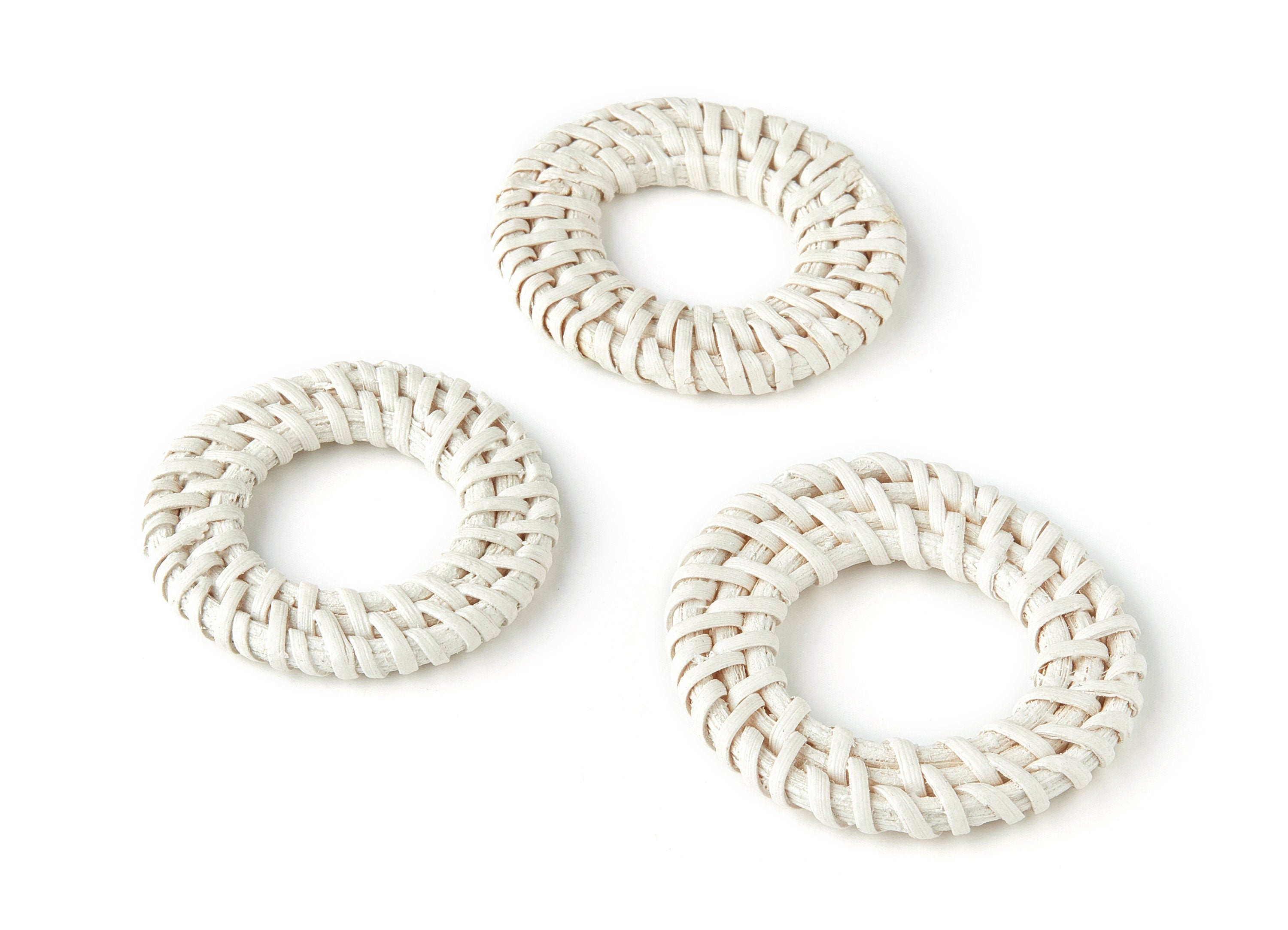 Handwoven Rattan Earring Charms - Circle Shaped Rattan Pendant - Wooden Straw Earrings - Jewelry Handmade - 39.48x39.48x4.84mm - RT1173 - DOMEDBAZAAR
