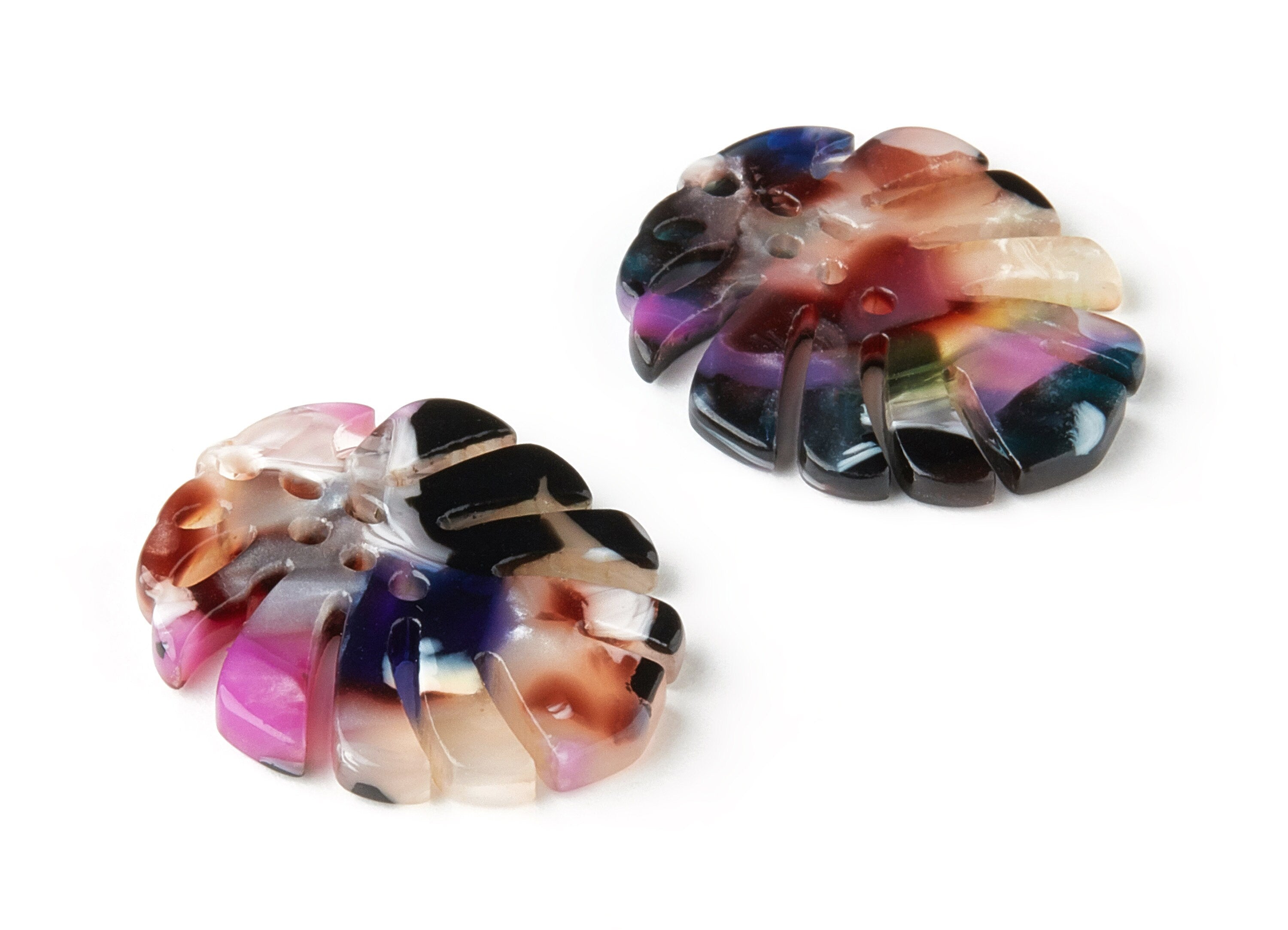 Acetate Monstera Charms - Monstera Earring and Pendant - Earring Findings  - Color Code: A11 - 25.56x21.69x2.51mm - AC1601-A11 - DOMEDBAZAAR