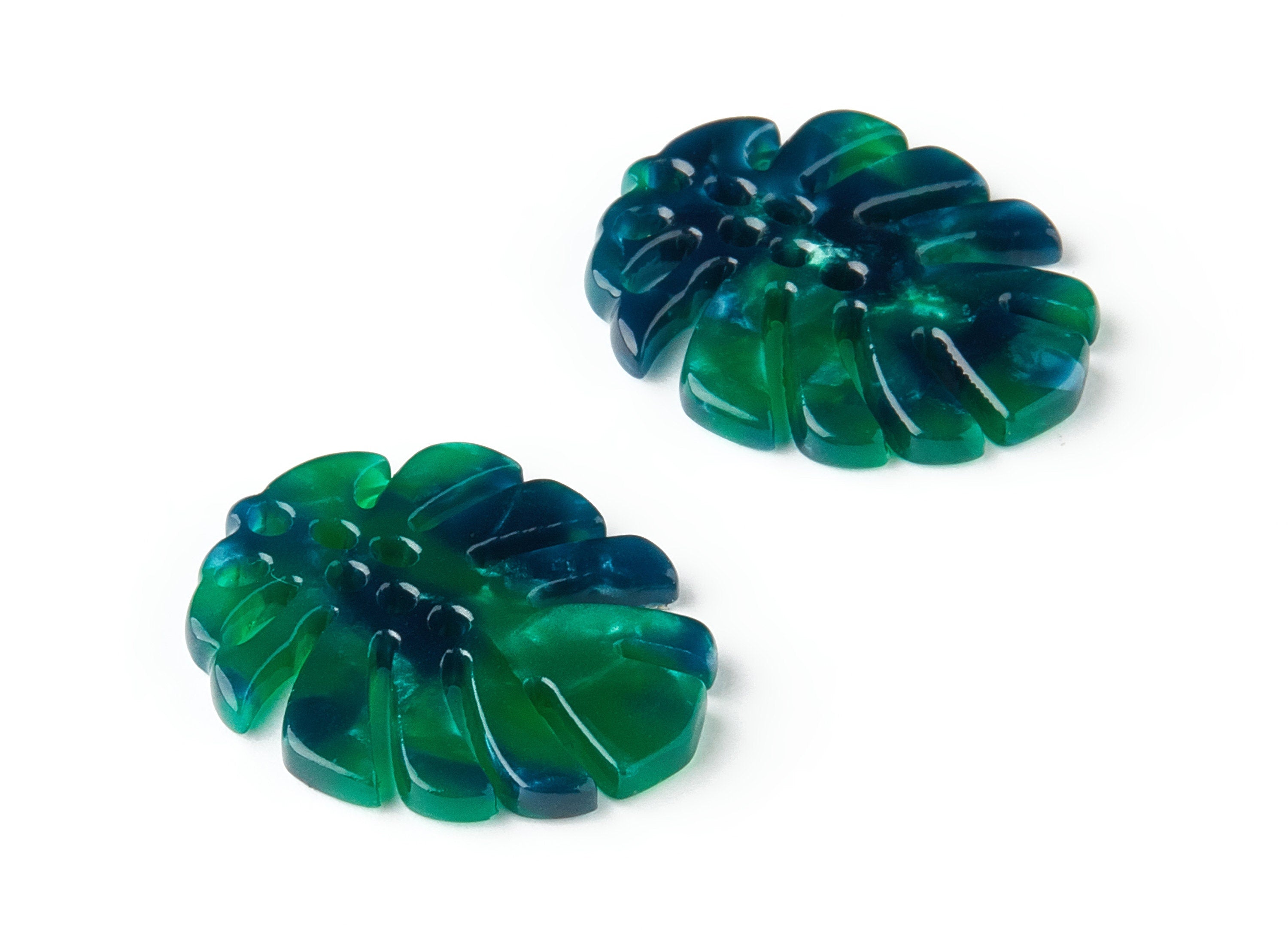 Acetate Monstera Charms - Monstera Earring and Pendant - Earring Findings  - Color Code: A13 - 25.56x21.69x2.51mm - AC1601-A13 - DOMEDBAZAAR