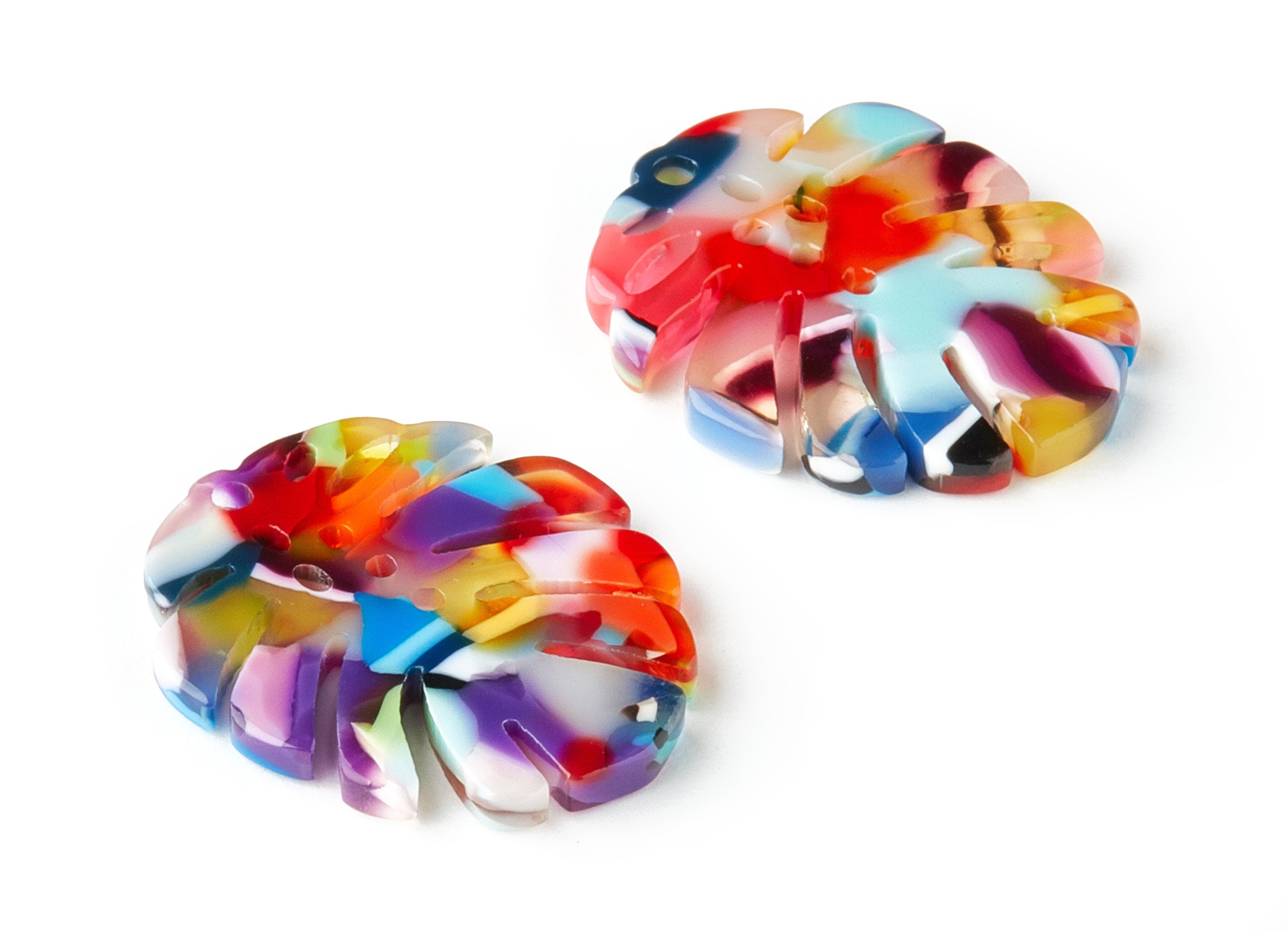Acetate Monstera Charms - Monstera Earring and Pendant - Earring Findings  - Color Code: A21 - 25.56x21.69x2.51mm - AC1601-A21 - DOMEDBAZAAR