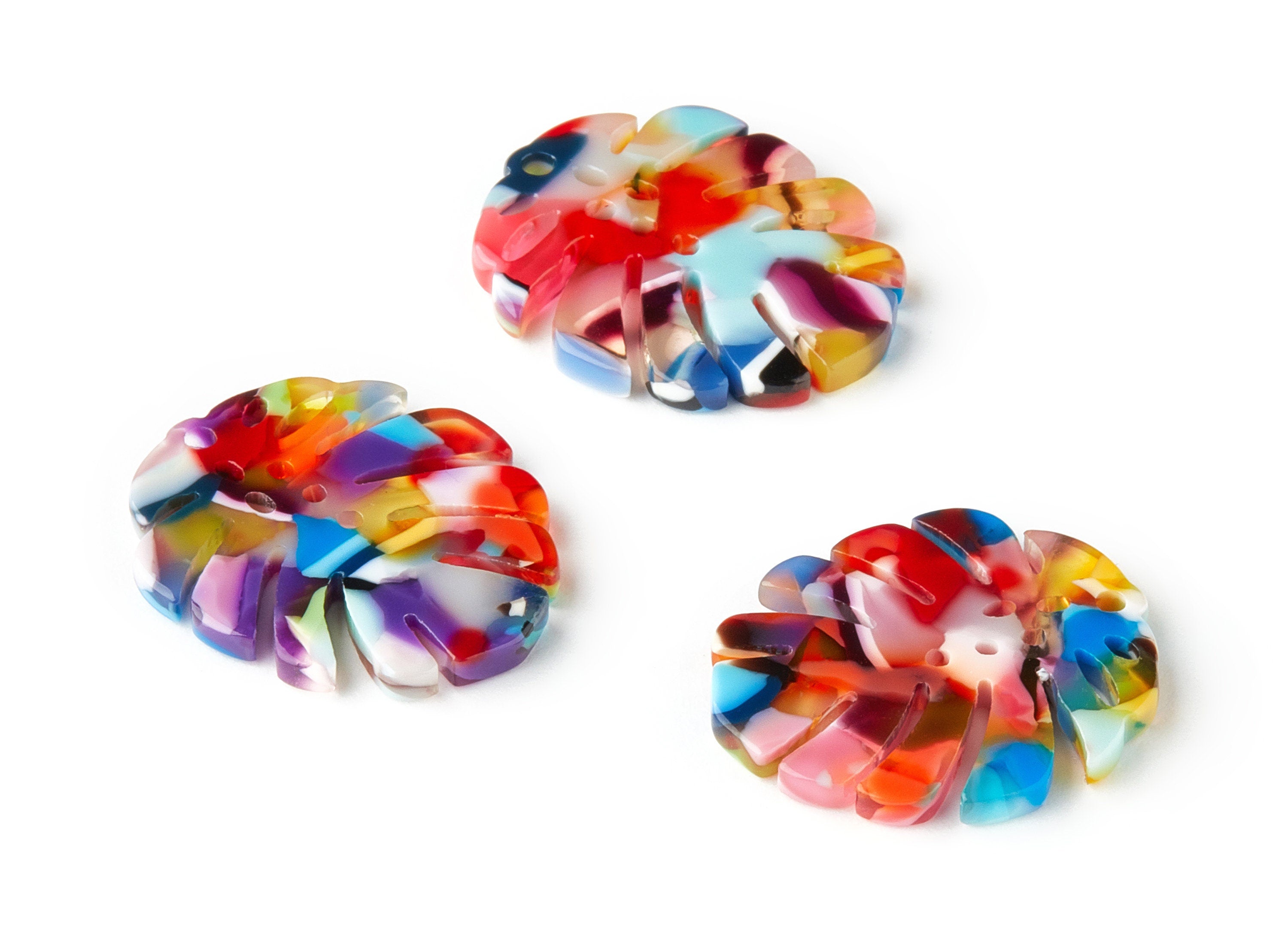 Acetate Monstera Charms - Monstera Earring and Pendant - Earring Findings  - Color Code: A21 - 25.56x21.69x2.51mm - AC1601-A21 - DOMEDBAZAAR