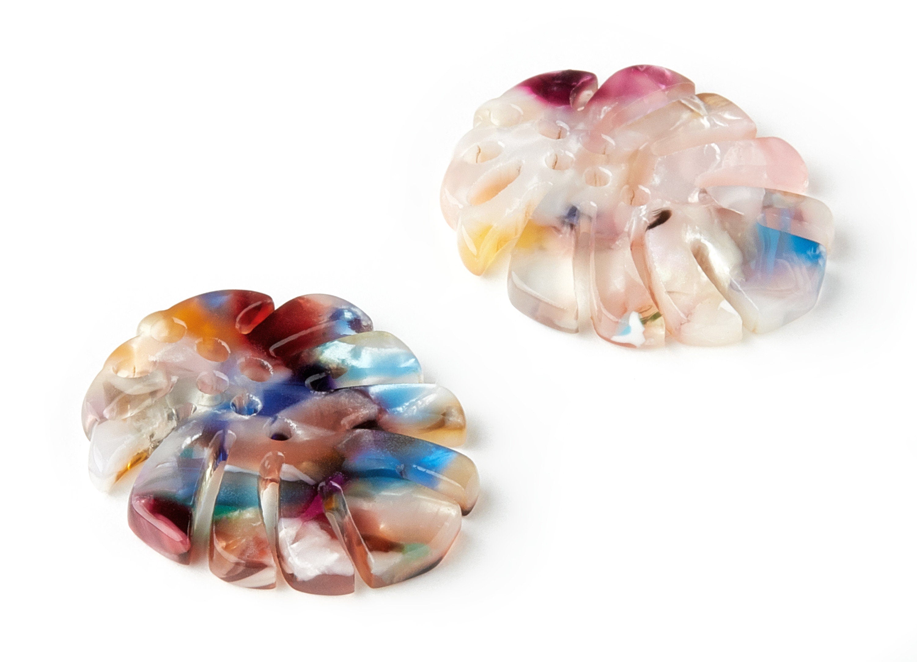 Acetate Monstera Charms - Monstera Earring and Pendant - Earring Findings  - Color Code: A59 - 25.56x21.69x2.51mm - AC1601-A59 - DOMEDBAZAAR