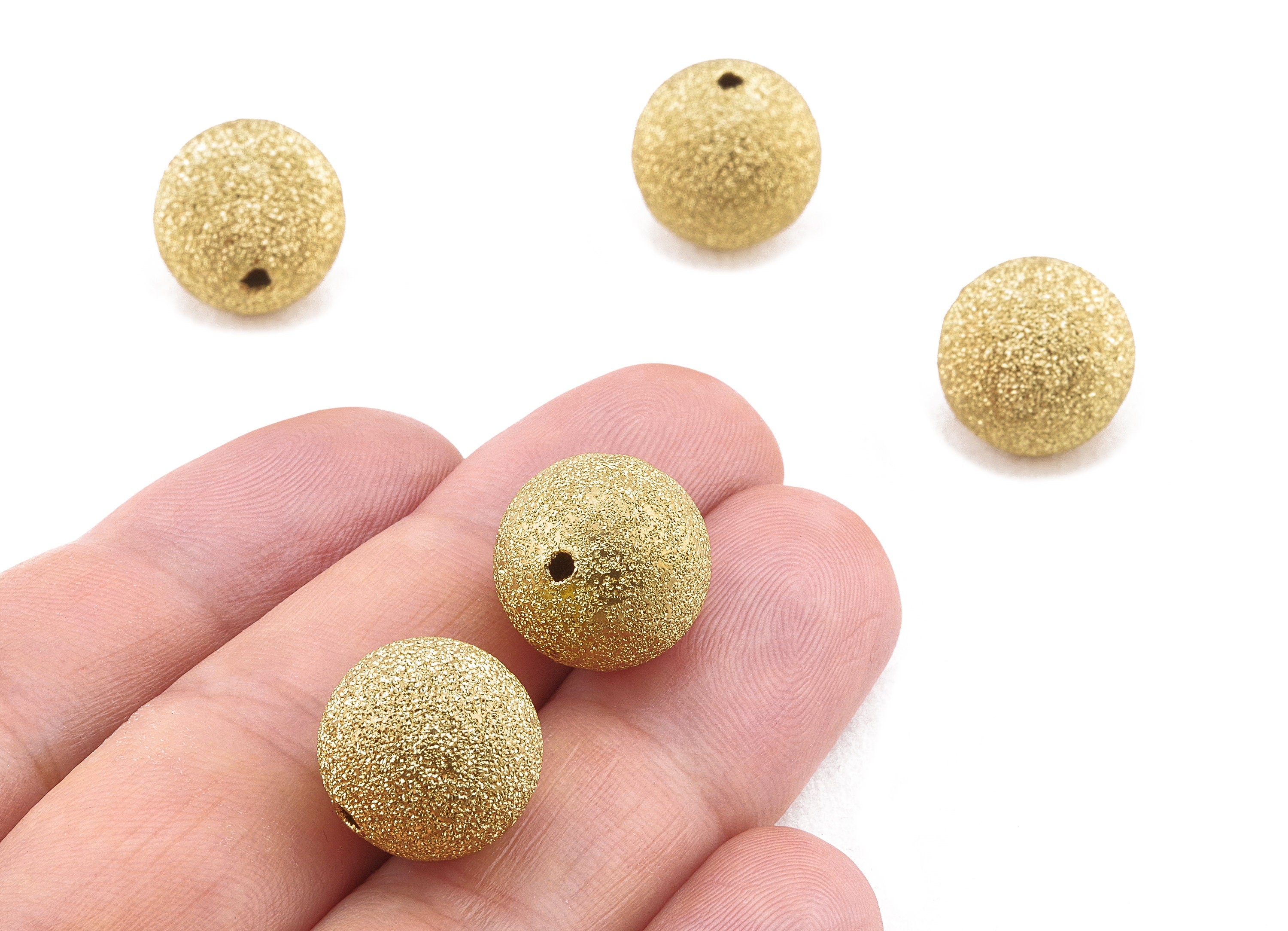 Brass Spacer Ball Beads - Raw Brass Spacer Ball Beads - Necklace Beads - Earring Findings - Jewelry Supplies - 14.21x14.14mm - PP2333 - DOMEDBAZAAR
