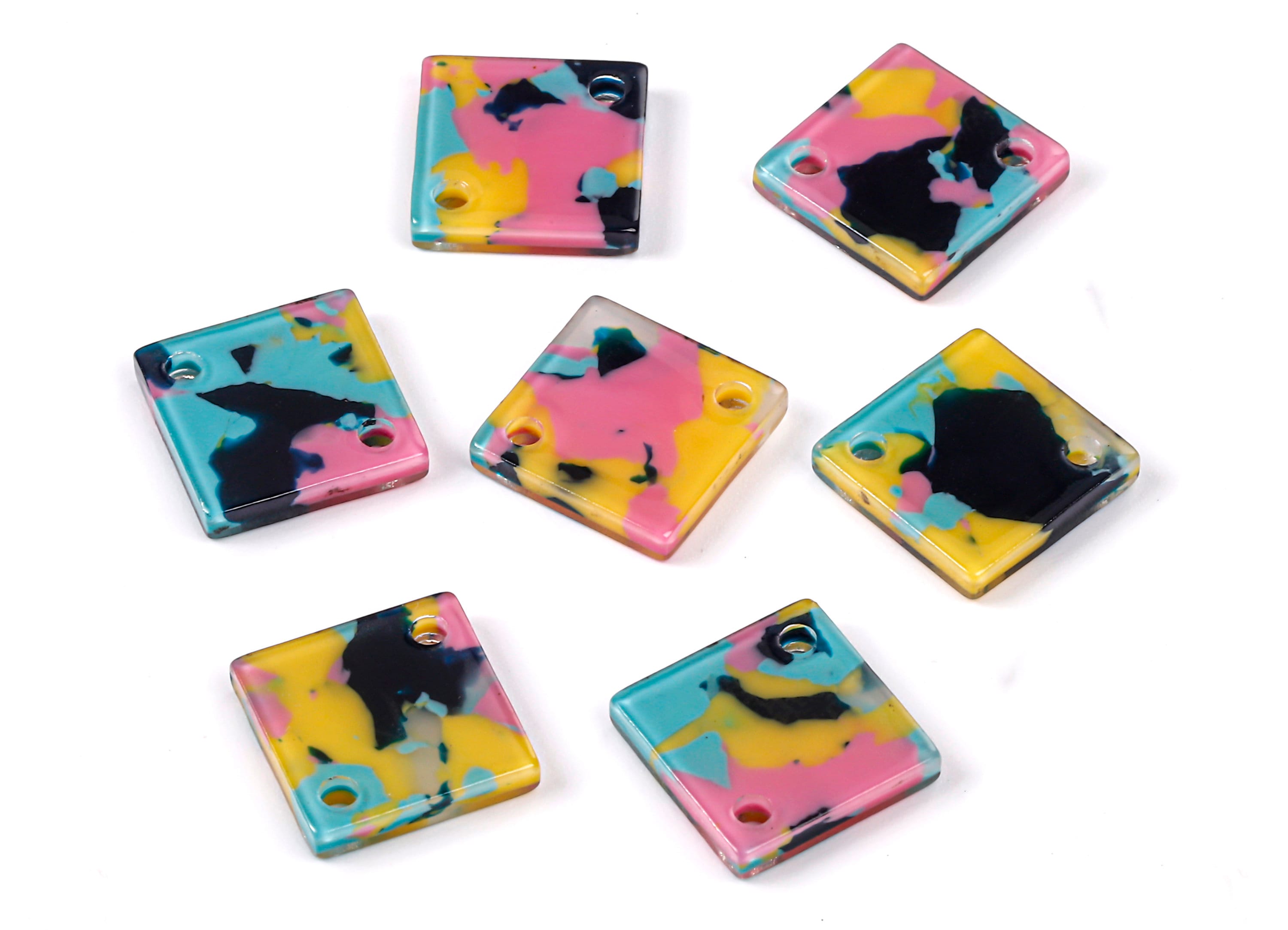 Acetate Square Charms - Square Earrings and Pendant - Earring Findings - 2 Hole - Color Code: A111 - 16.8x12.12x2.38mm - AC1420-A111-A - DOMEDBAZAAR