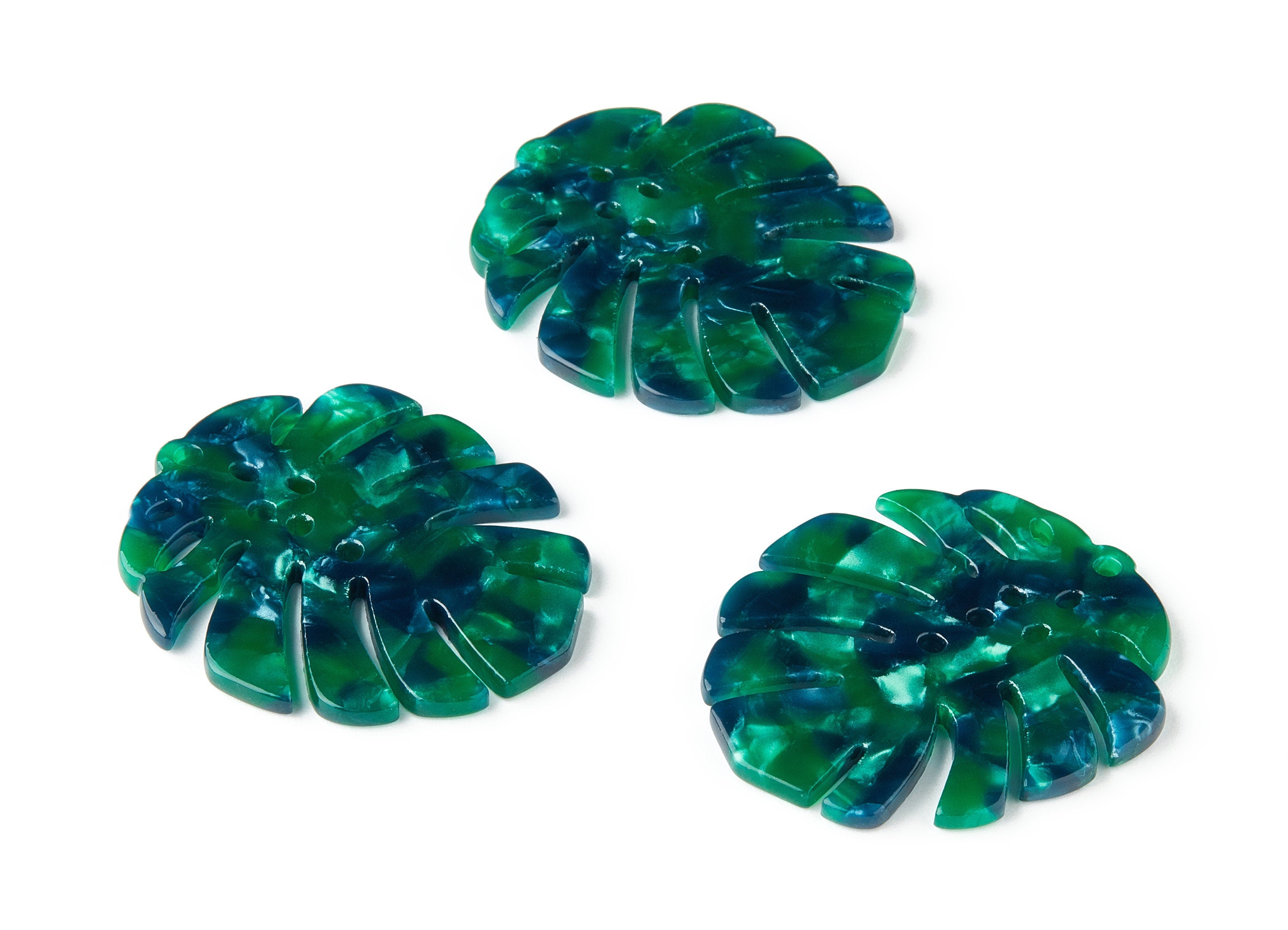 Acetate Leaf Earring Charms -Monstera Leaf Pendant - Earring Findings - Jewelry Supplies - Color Code: A13 - 38.74x33.4x2.6mm - AC1595-A13 - DOMEDBAZAAR