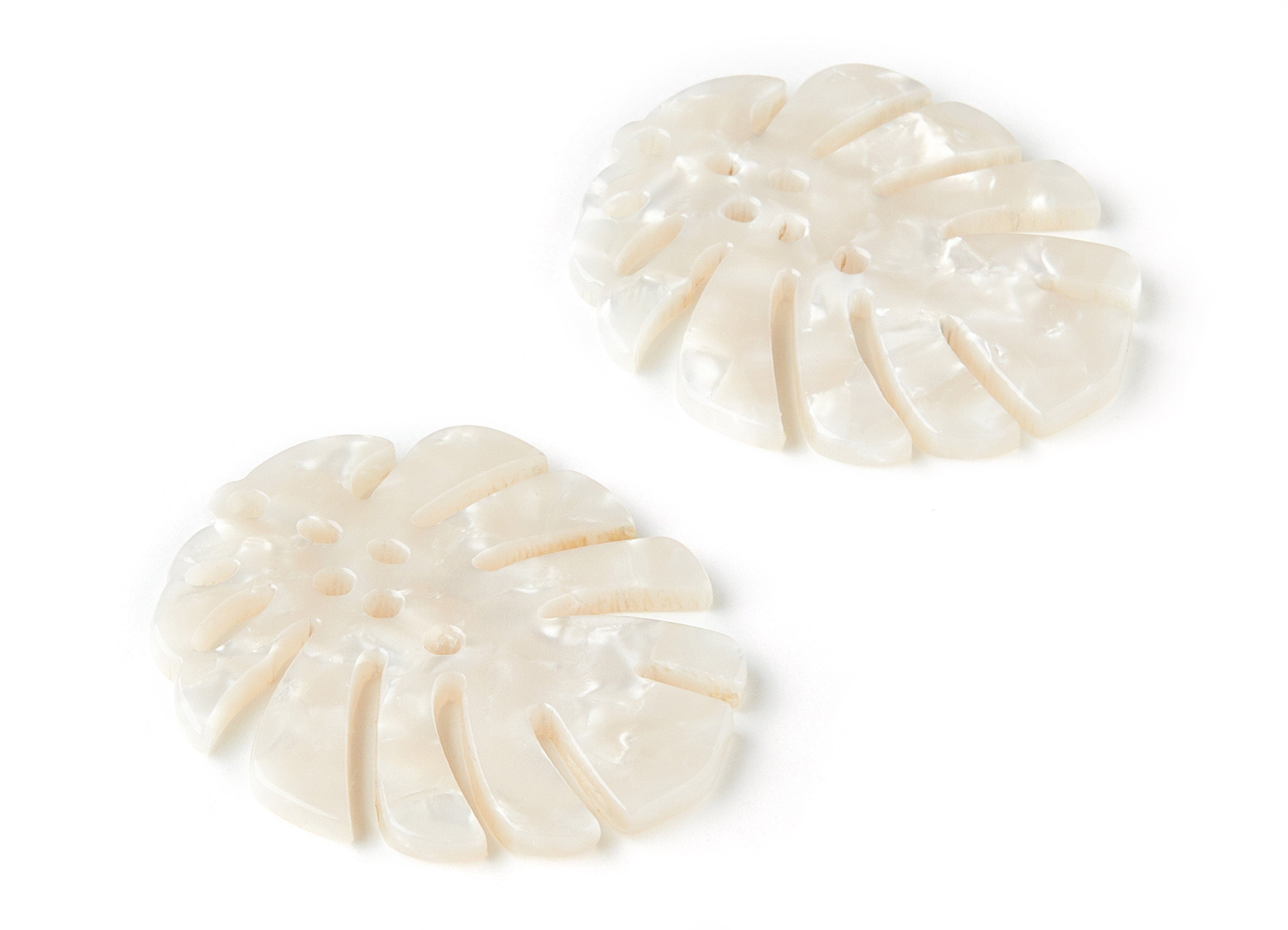 Acetate Leaf Earring Charms - Monstera Leaf Shaped Pendant - Jewelry Supplies - Color Code: A12 - 38.74x33.4x2.6mm - AC1595-A12 - DOMEDBAZAAR