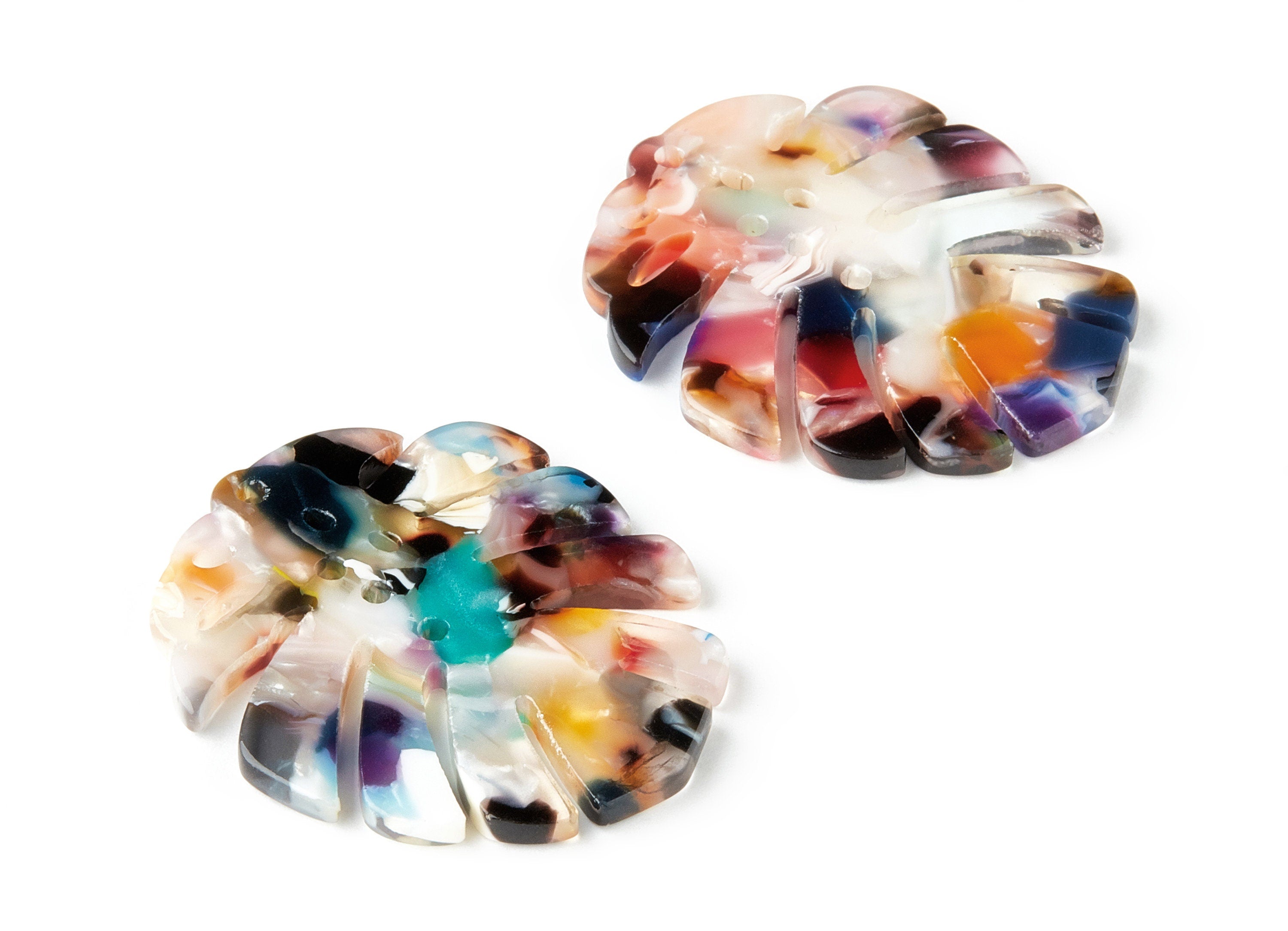 Acetate Leaf Earring Charms - Monstera Leaf Pendant - Earring Findings - Jewelry Supplies - Color Code: A59 - 38.74x33.4x2.6mm - AC1595-A59 - DOMEDBAZAAR