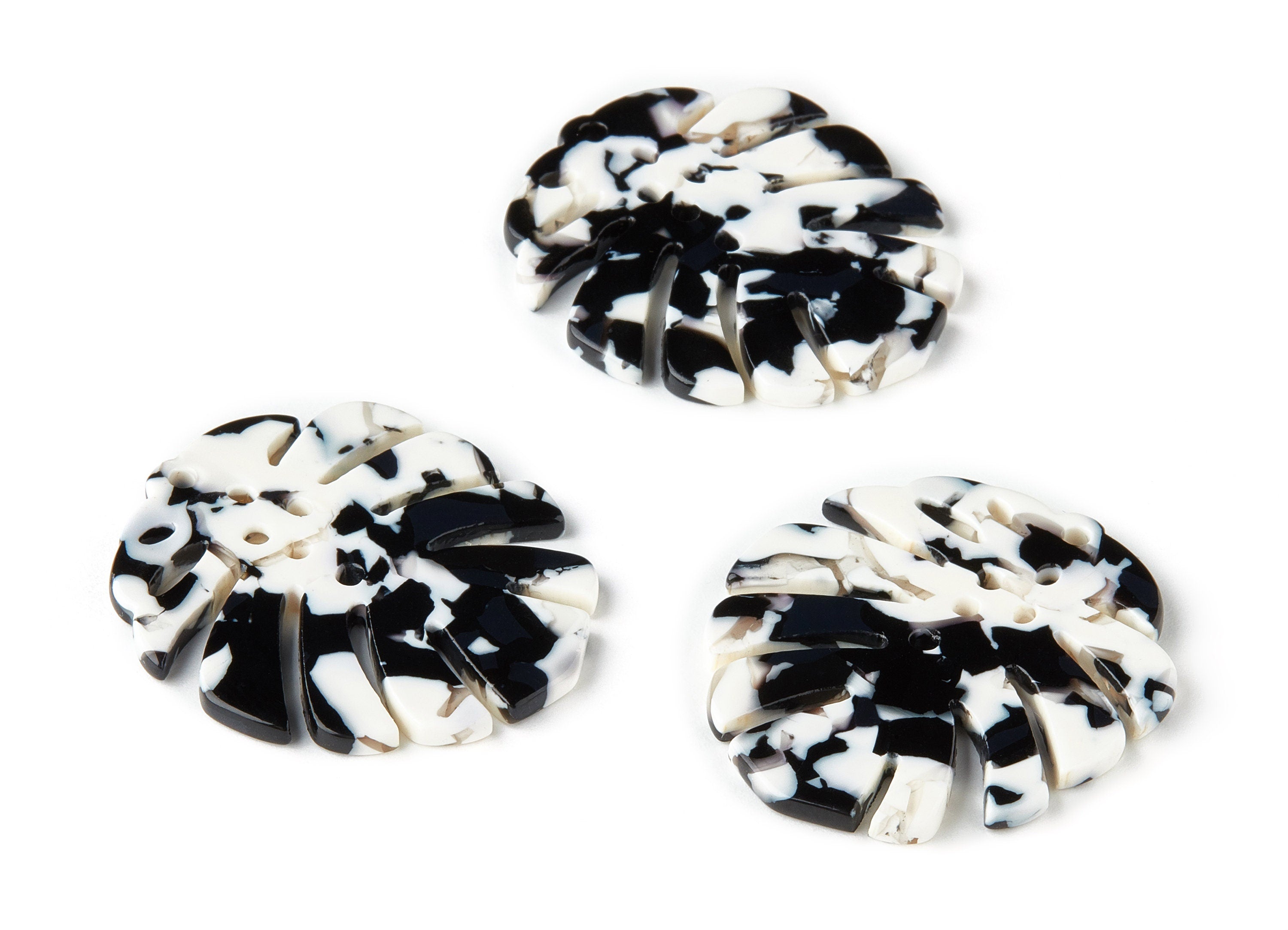Acetate Leaf Earring Charms - Monstera Leaf Pendant - Earring Findings - Jewelry Supplies - Color Code: A261 - 38.7x33.4x2.6mm - AC1595-A261 - DOMEDBAZAAR