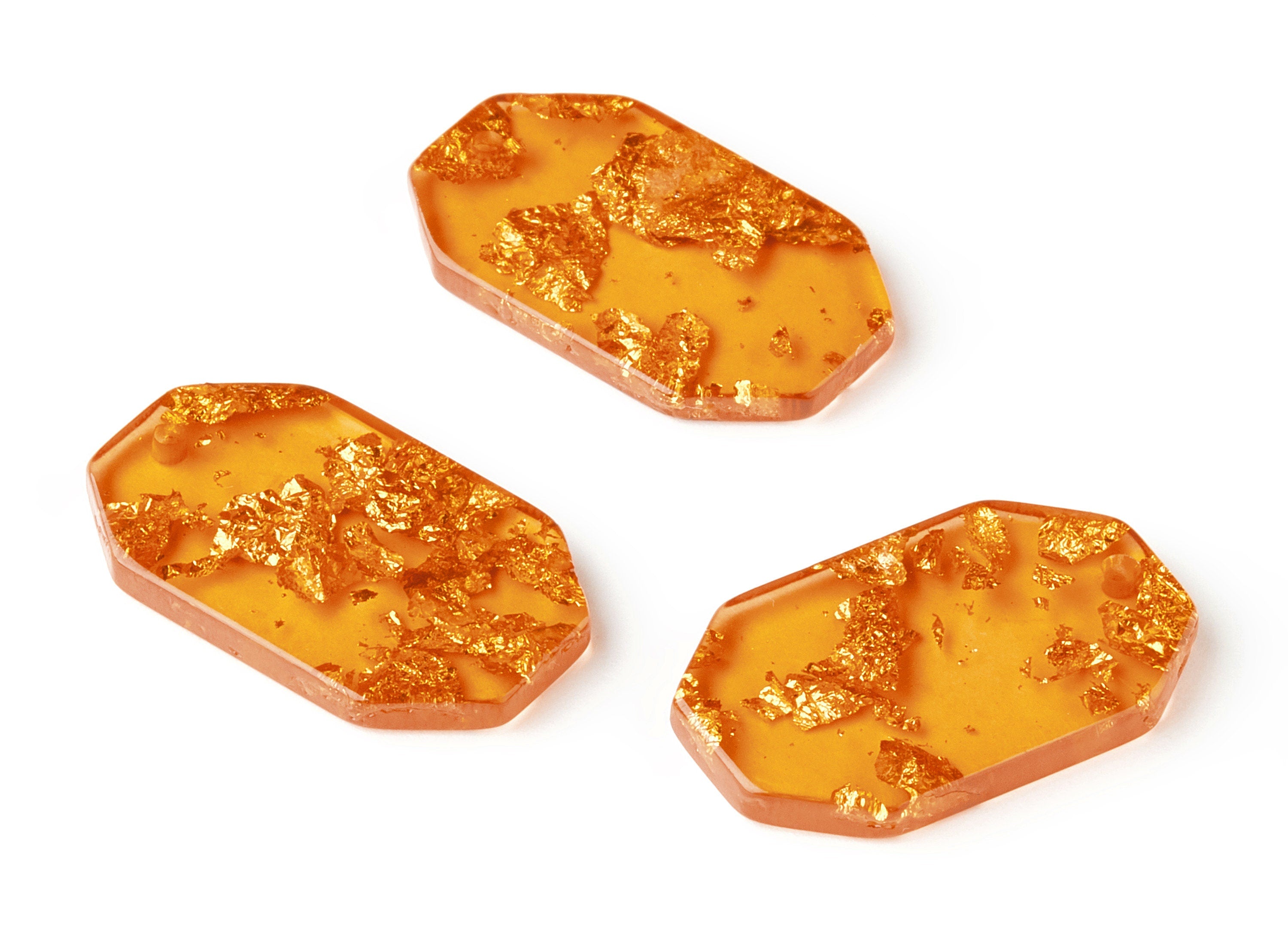 Acrylic Octagon Charms - Gold Color Flake Earrings - Octagon Earrings and Pendant - Color Code: A291 - 28.48x17.44x2.99mm - AC1611-A291 - DOMEDBAZAAR