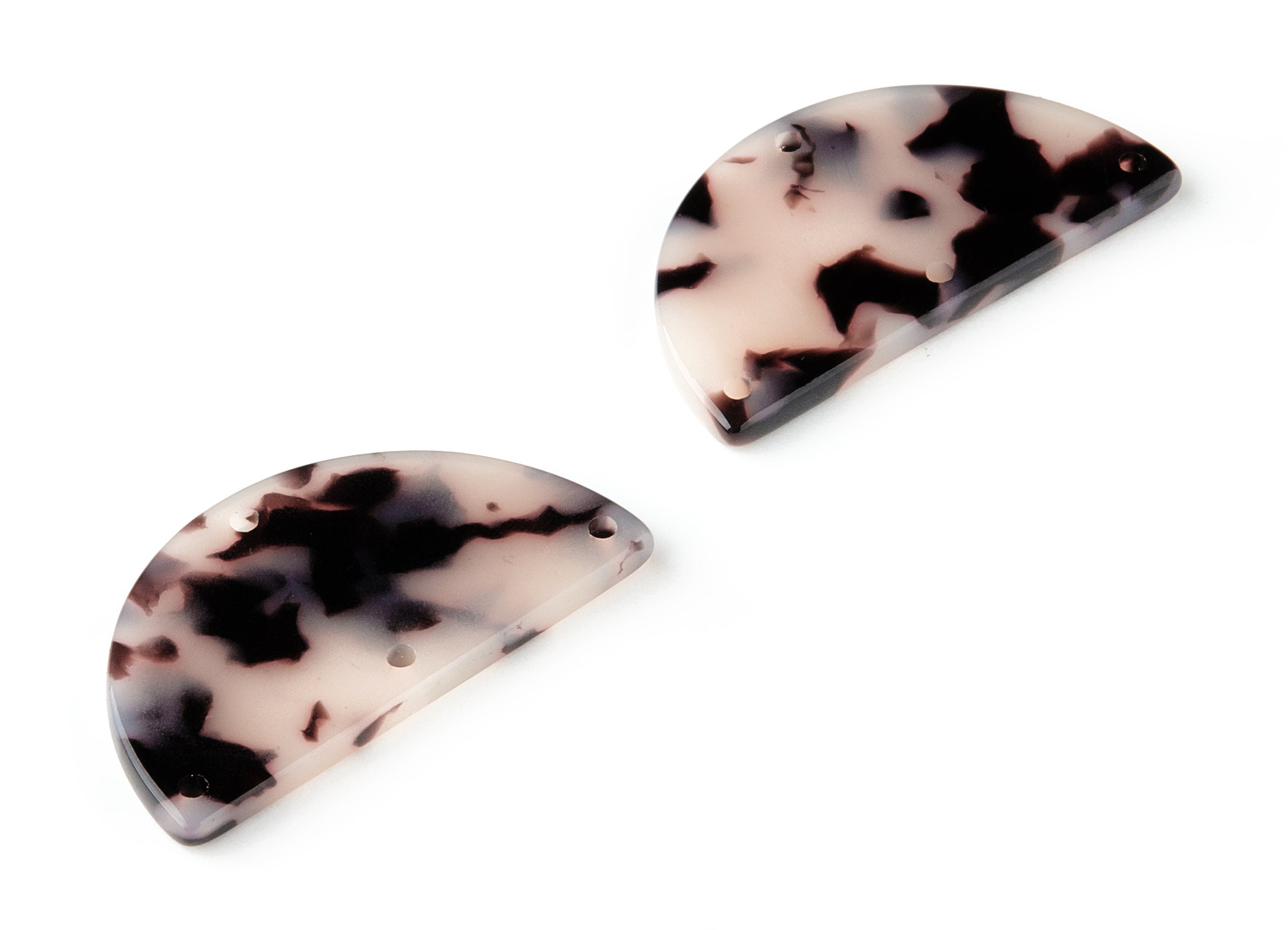 Acetate Earring Charm - Blonde Tortoise Shell With 4 Holes - Semicircle Shaped Pendant - Color Code: A07 - 34.46x17.86x2.51mm - AC1594-A07 - DOMEDBAZAAR