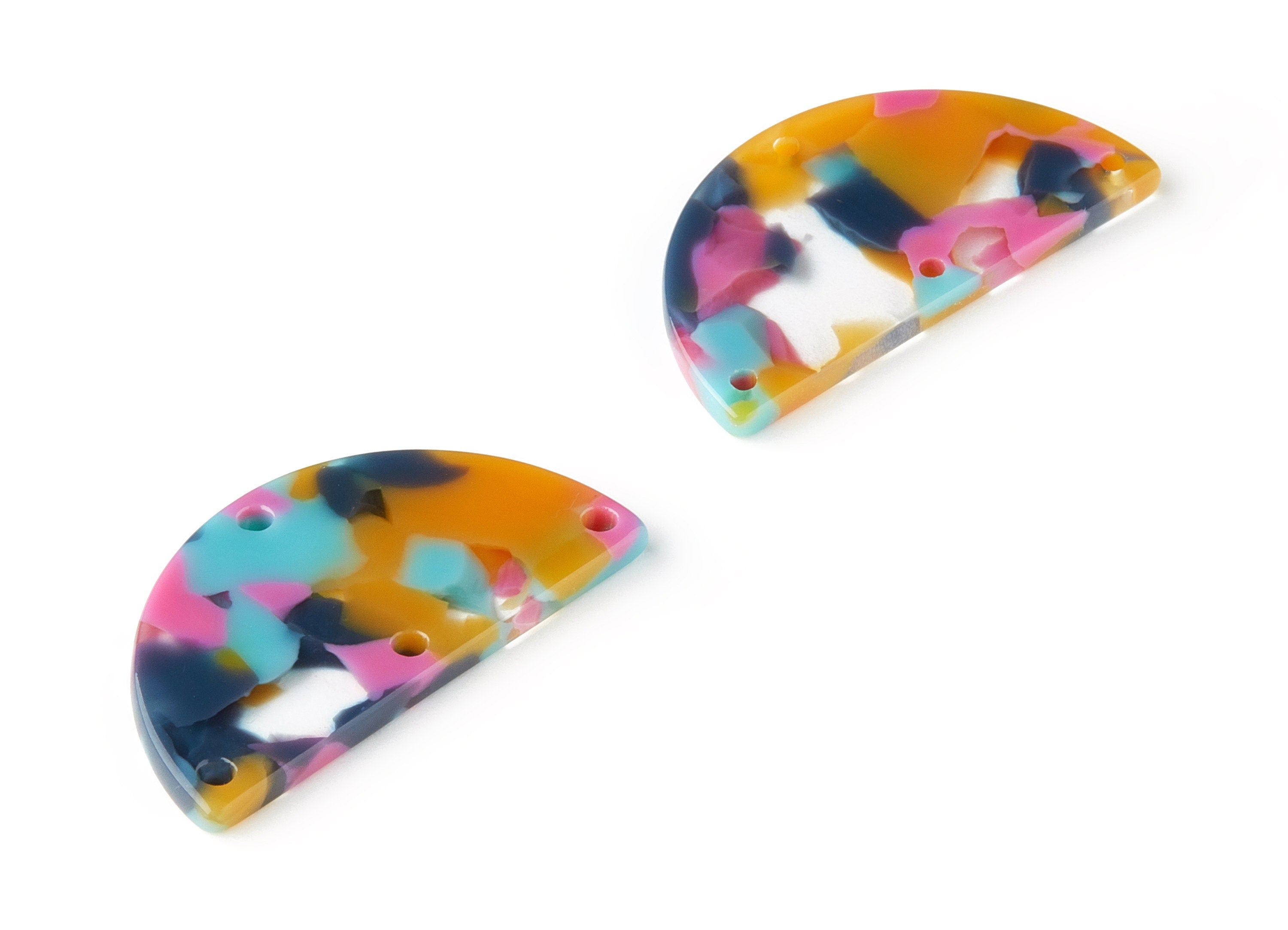 Acetate Semi circle Earring Charm - 4 Holes - Semi circle Shaped Pendant - Color Code: A258 - 34.46x17.86x2.51mm - AC1594-A258 - DOMEDBAZAAR