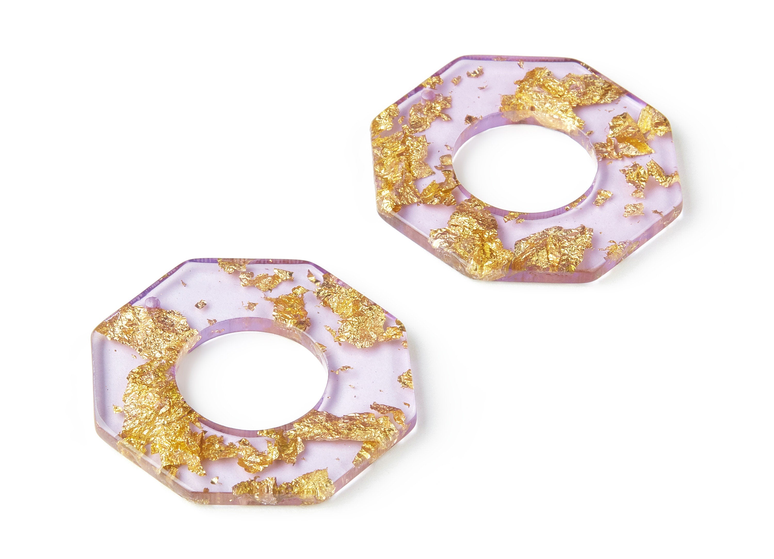 Acrylic Octagon Charms - Gold Color Flake Earrings - Octagon Earrings and Pendant - Color Code: A293 - 38.4x35.81x2.92mm - AC1610-A293 - DOMEDBAZAAR
