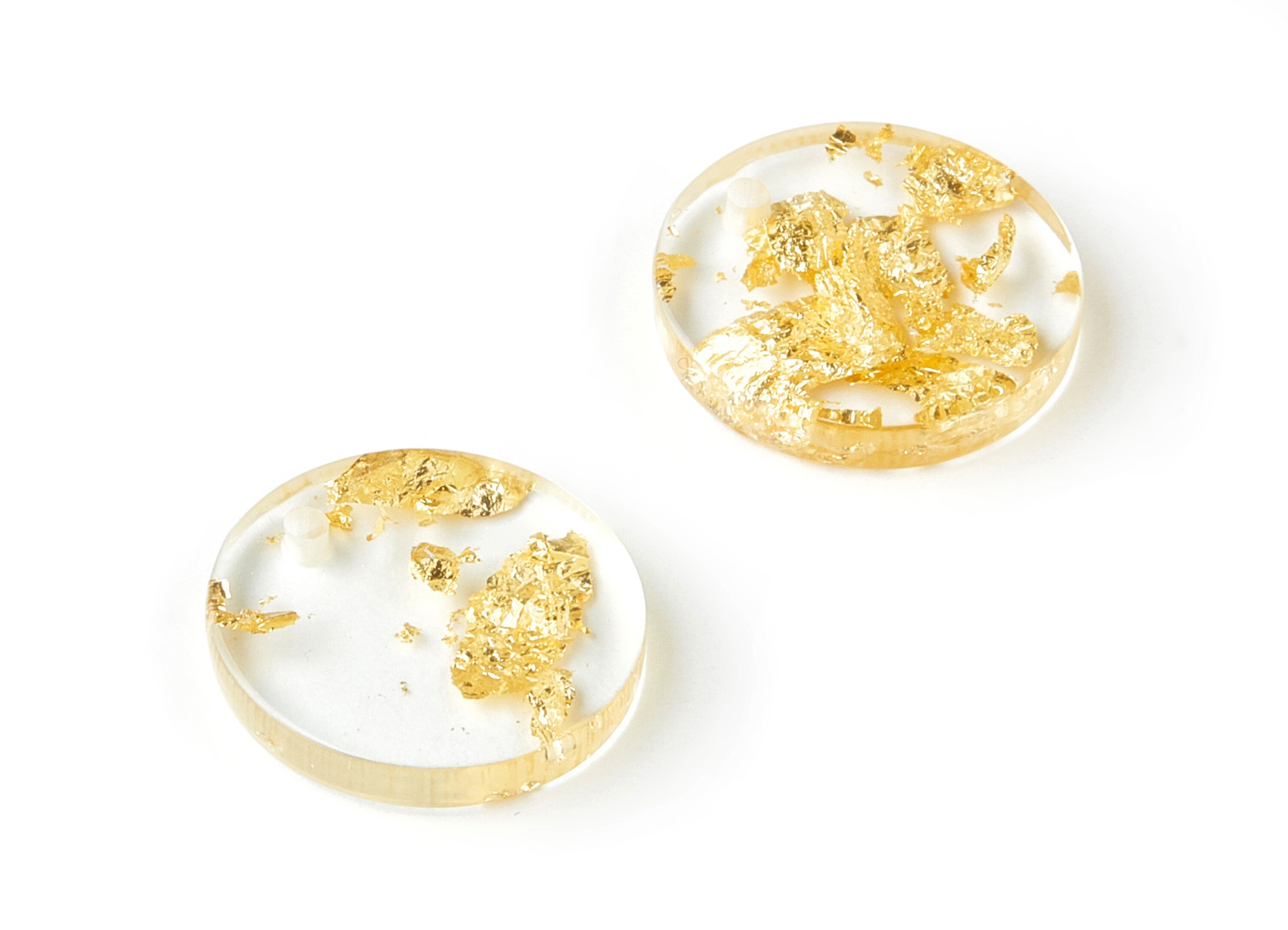 Acrylic Round Charms - Gold Foil & Confetti - Coin Earrings and Pendant  - Color Code: A255 - 16.68x16.68x3.1mm - AC1609-A255 - DOMEDBAZAAR