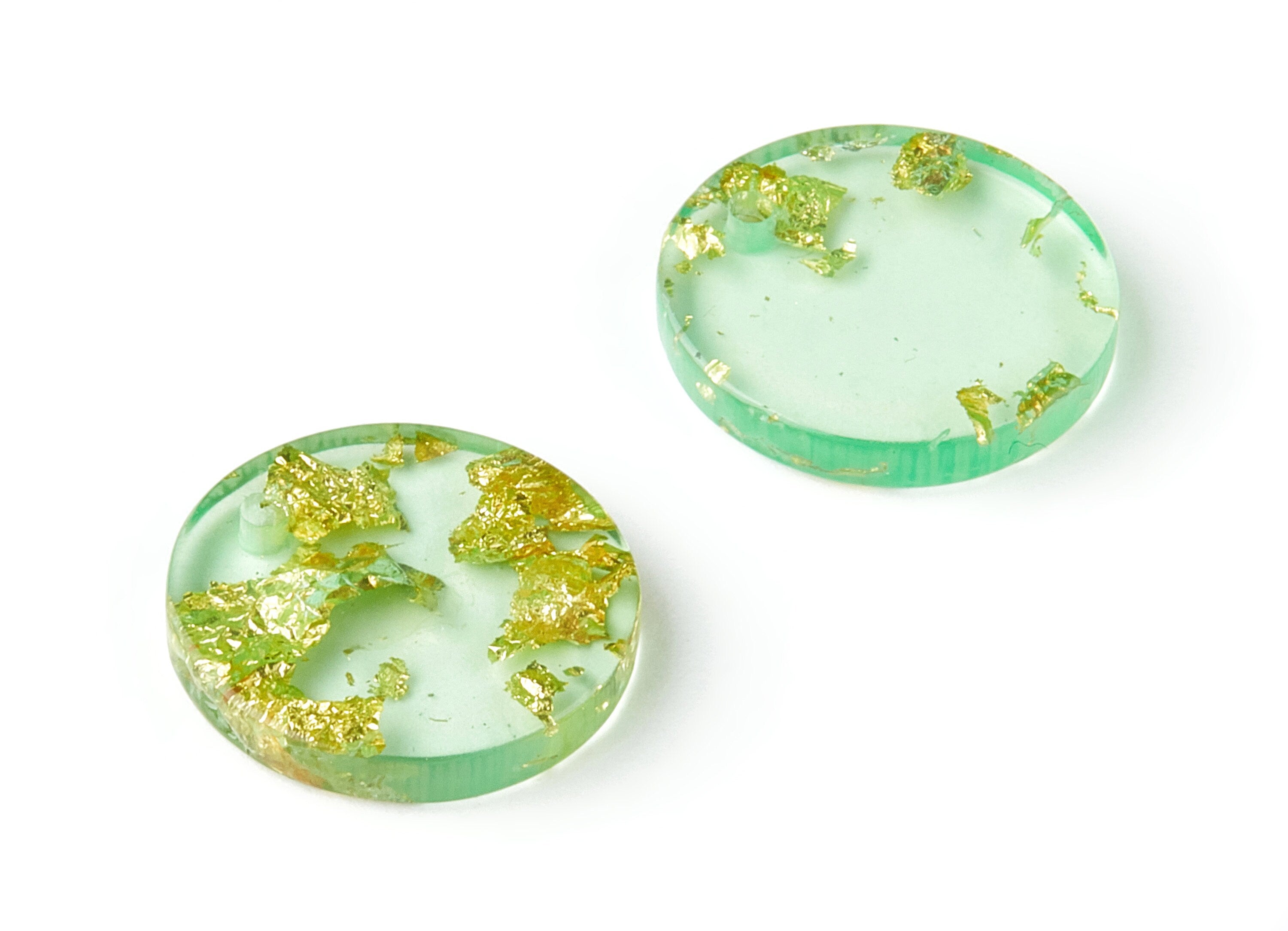 Acrylic Round Charms - Gold Color Flake Earrings - Coin Earrings and Pendant  - Color Code: A292 - 16.68x16.68x3.1mm - AC1609-A292 - DOMEDBAZAAR