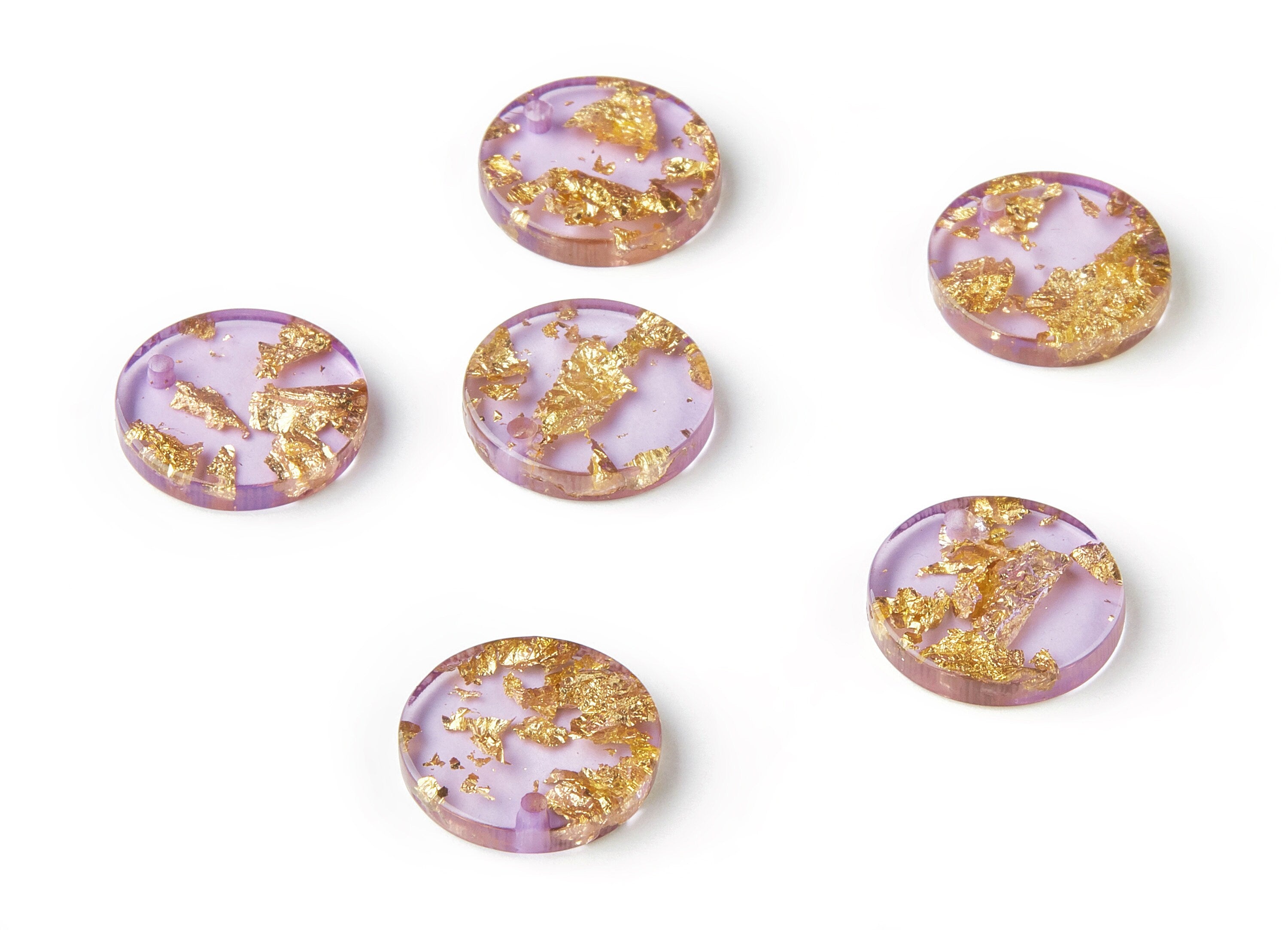 Acrylic Round Charms - Gold Color Flake Earrings - Coin Earrings and Pendant - Color Code: A293 - 16.68x16.68x3.1mm - AC1609-A293 - DOMEDBAZAAR