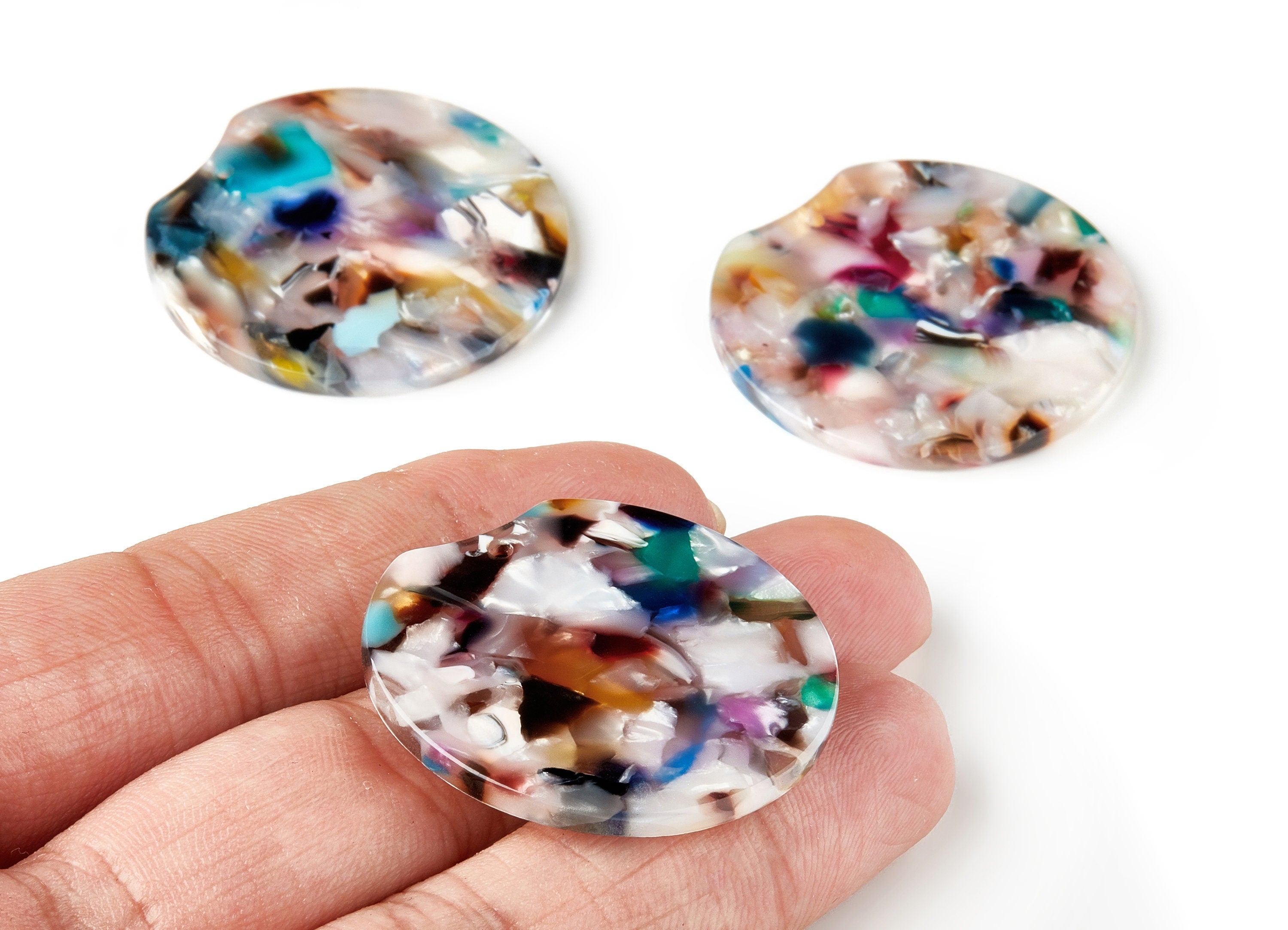 Acetate Round Charms - Round Earring and Pendant - Earring Findings - Jewelry Supplys - Color Code: A59 - 36.76x34.55x2.62mm - AC1604-A59 - DOMEDBAZAAR