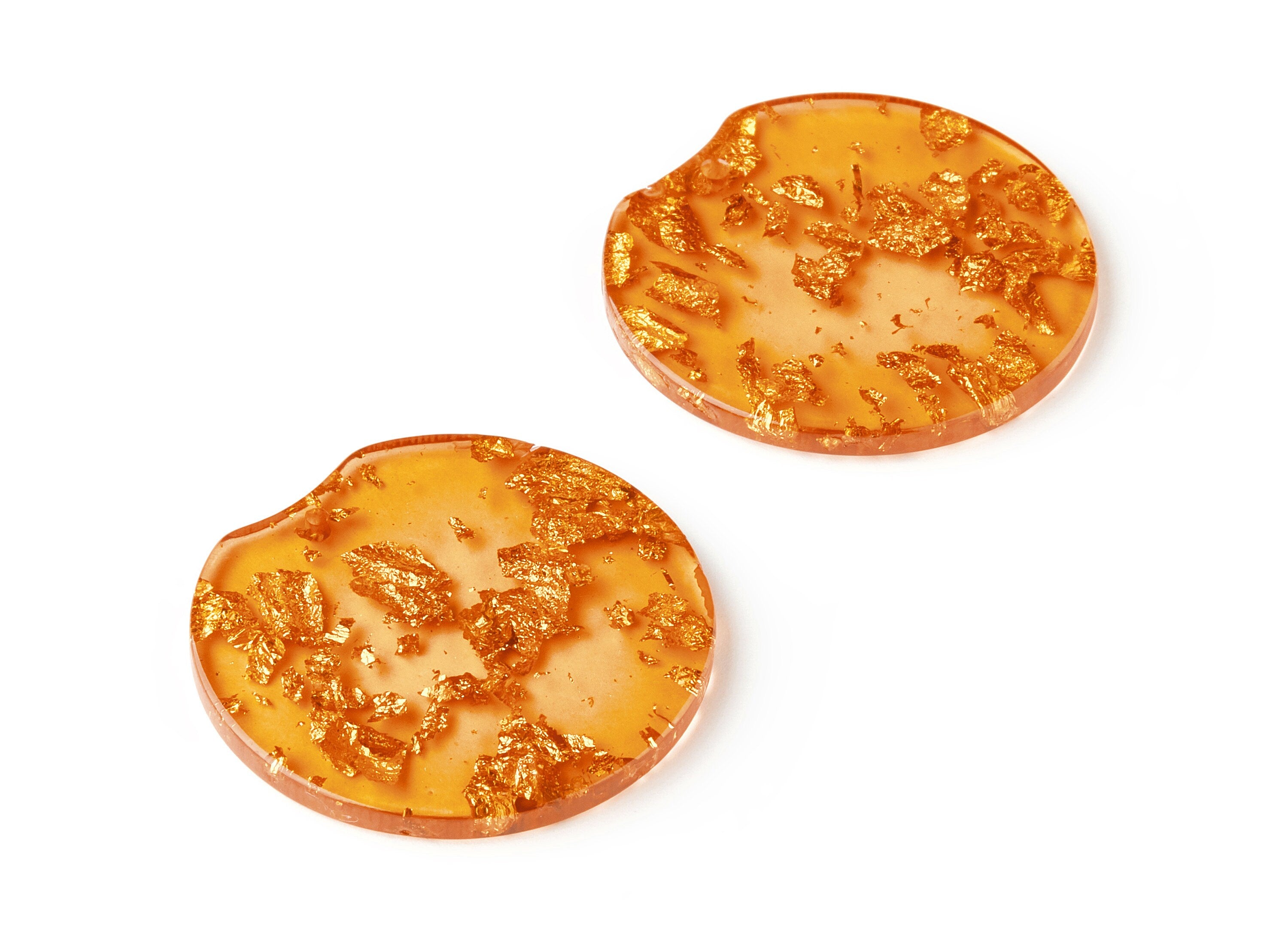 Acrylic Round Charms - Gold Color Flake Earrings - Round Earrings and Pendant - Color Code: A291 - 37.2x34.96x3.01mm - AC1613-A291 - DOMEDBAZAAR