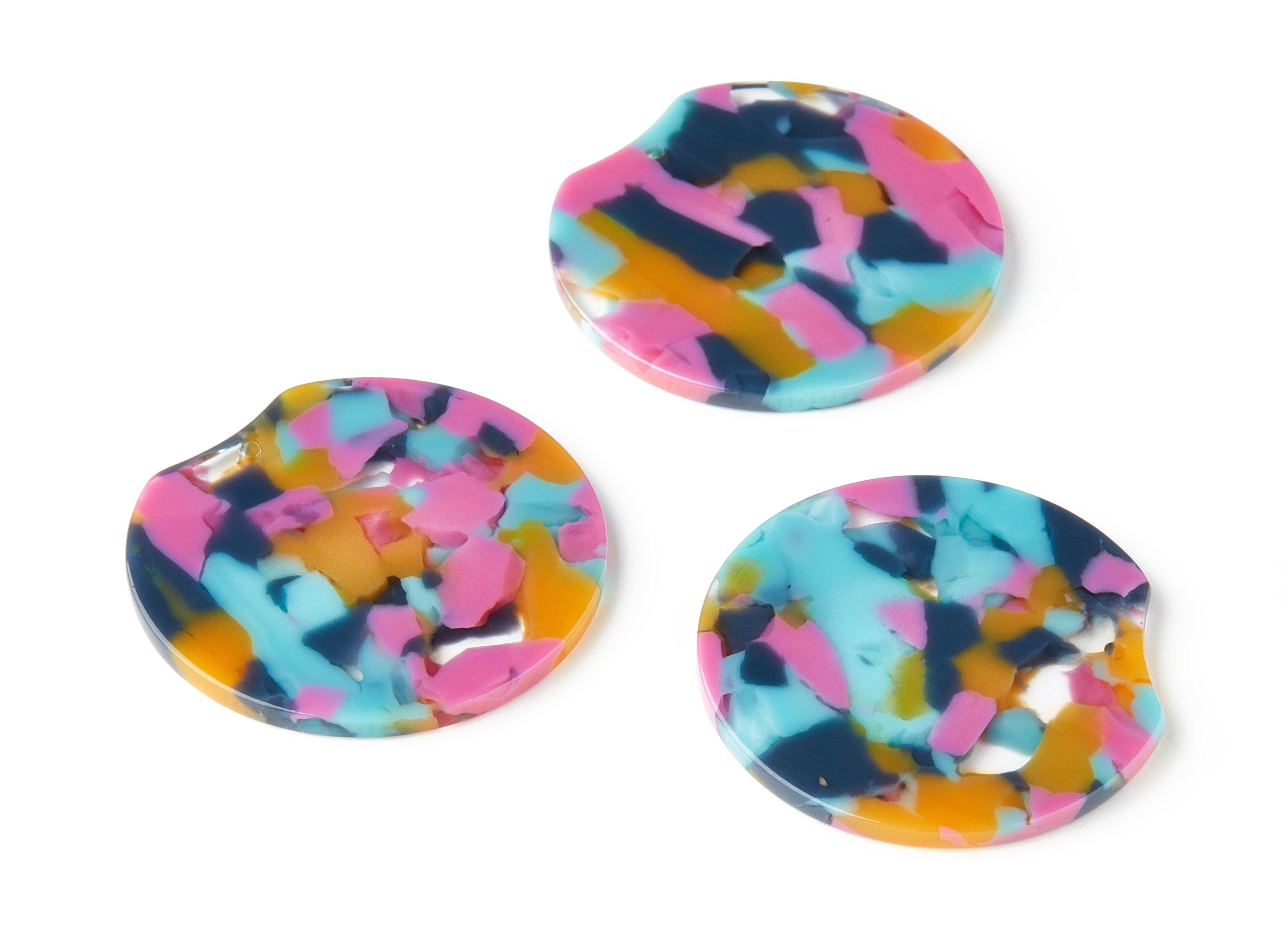 Acetate Round Charms - Round Earring and Pendant - Earring Findings - Jewelry Supplys - Color Code: A258 - 36.76x34.55x2.62mm - AC1604-A258 - DOMEDBAZAAR